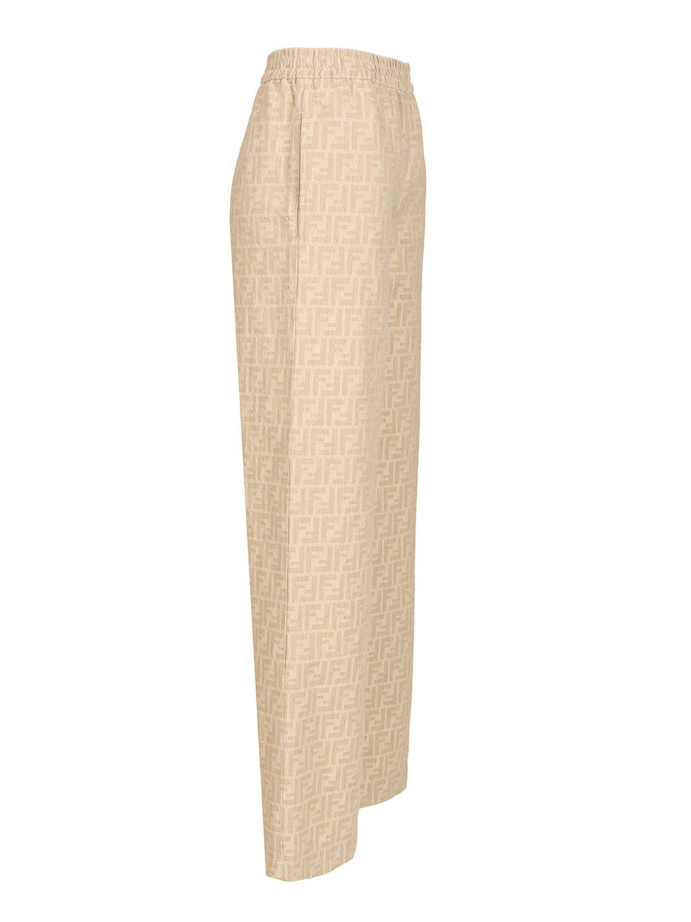 Ff Chambray Trousers Beige - 3