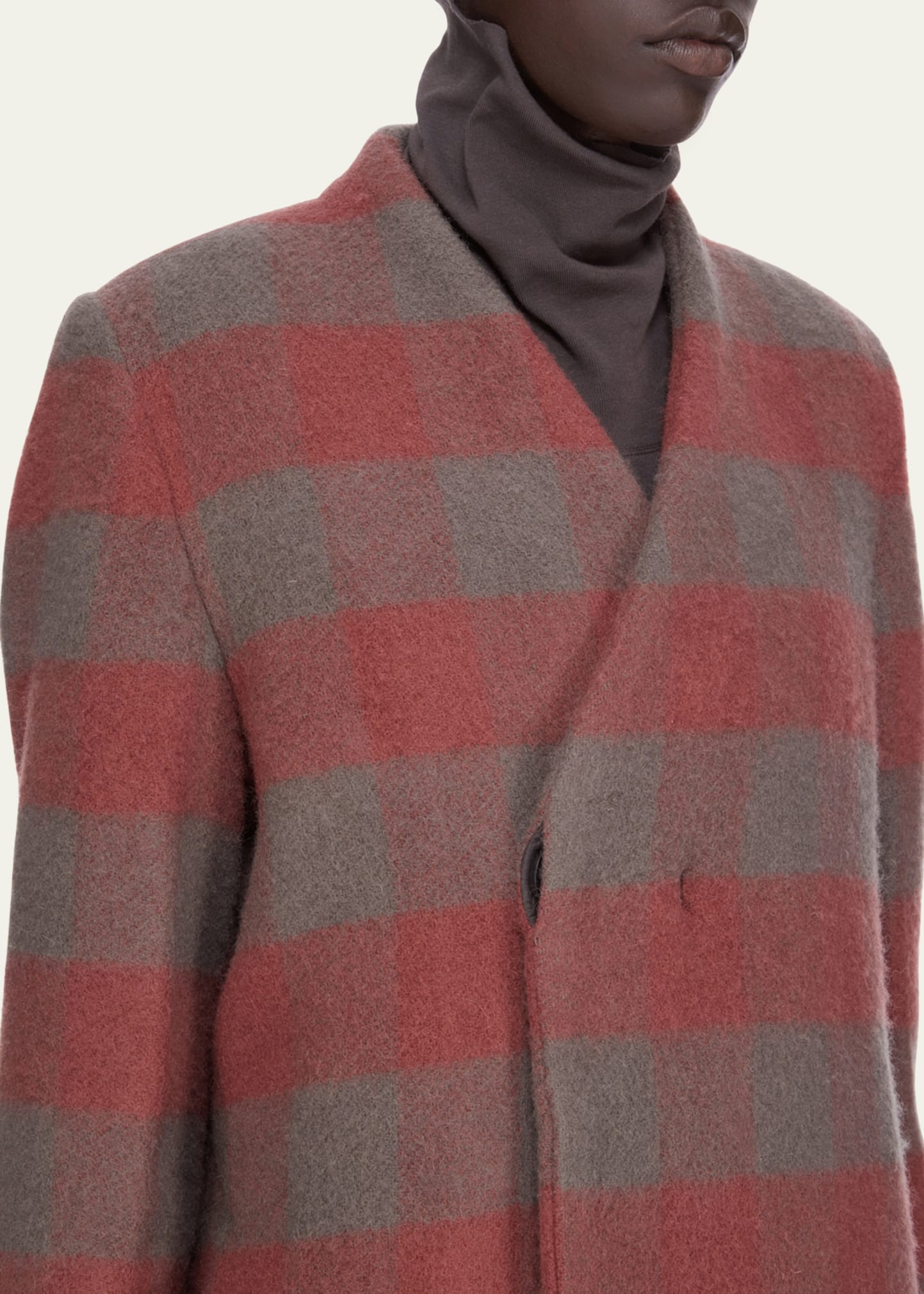 Plaid Double-Breasted Outercoat - 5