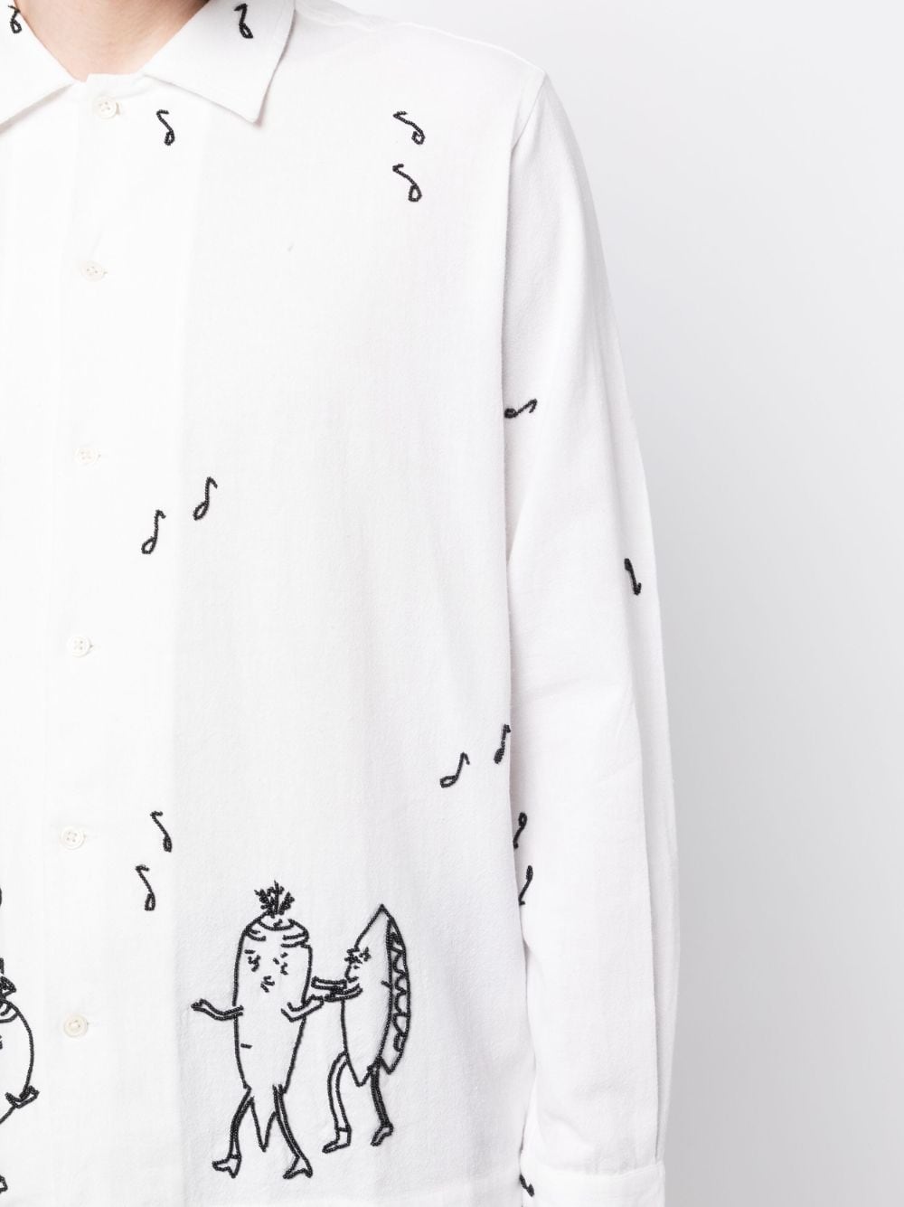 bead-embellished illustration-print shirt - 5