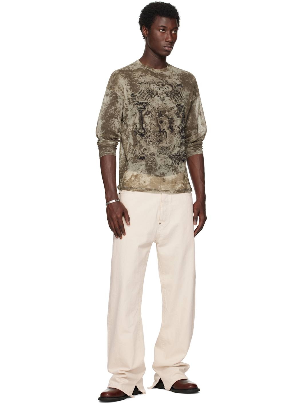 Beige 'The Oversized Médallion' Top - 4