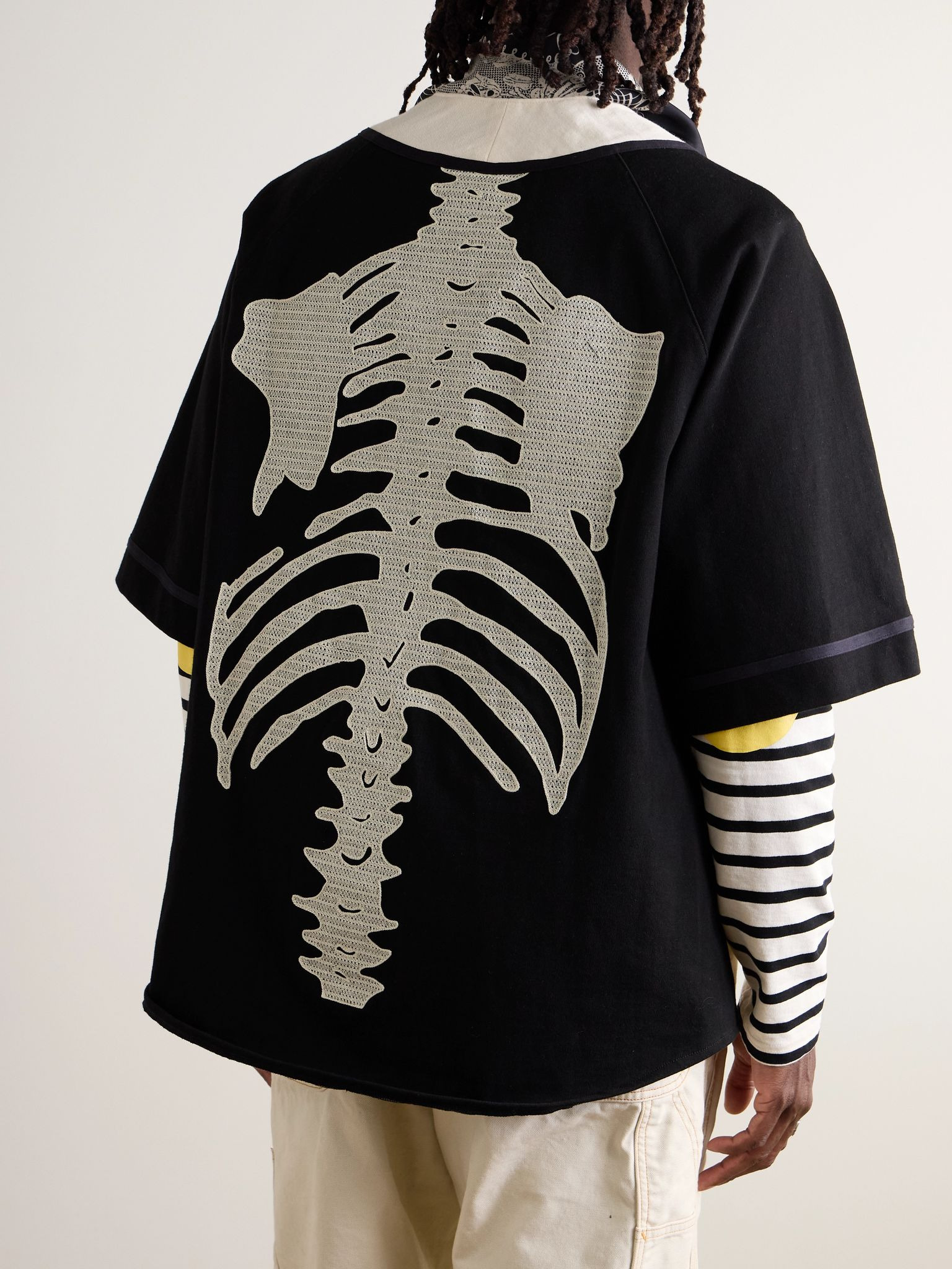 Oversized Logo-Appliquéd Cotton-Jersey Shirt Ecru - 3