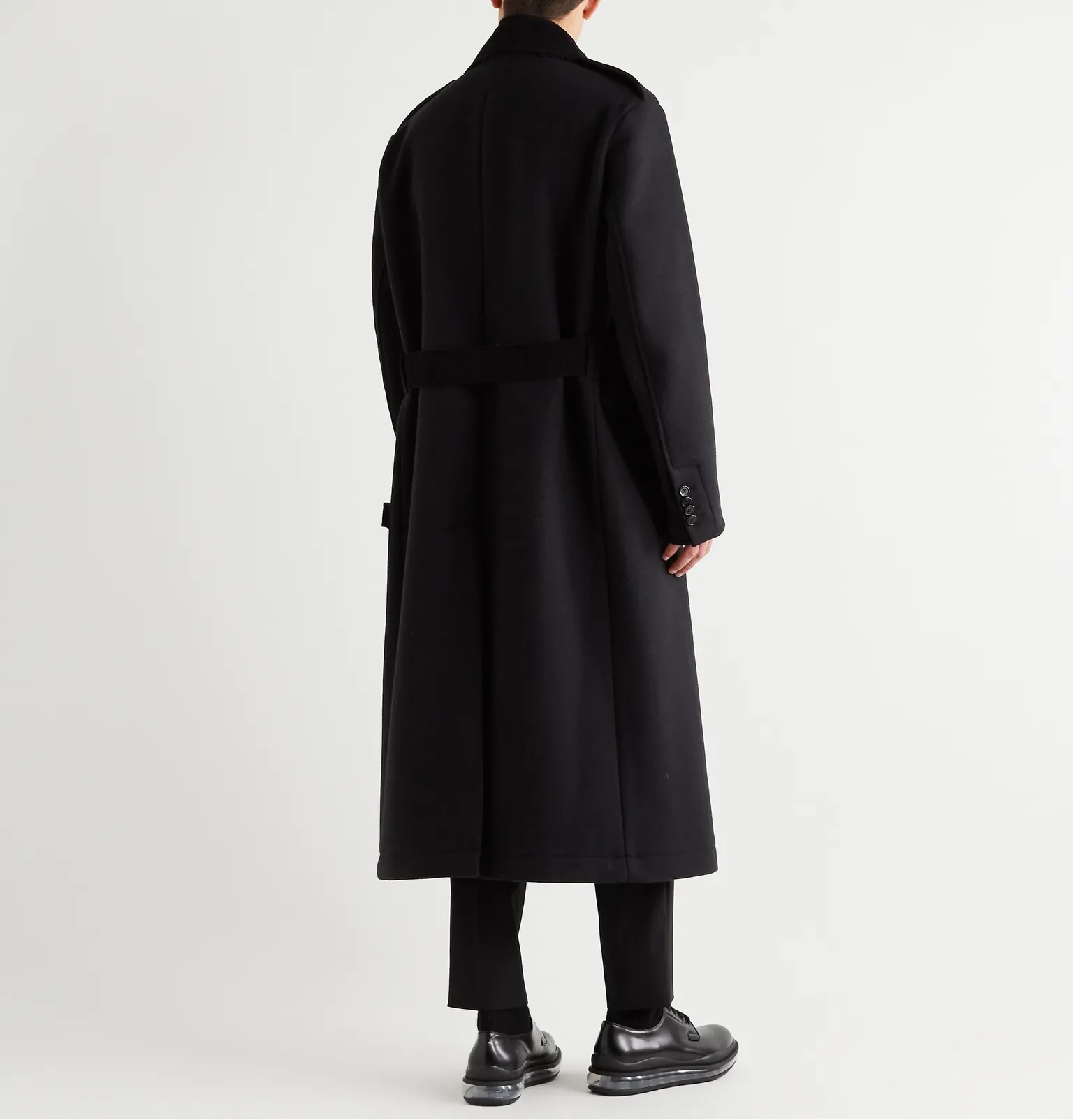 Oversized Double-Breasted Suede-Trimmed Virgin Wool and Cotton-Blend Coat - 4