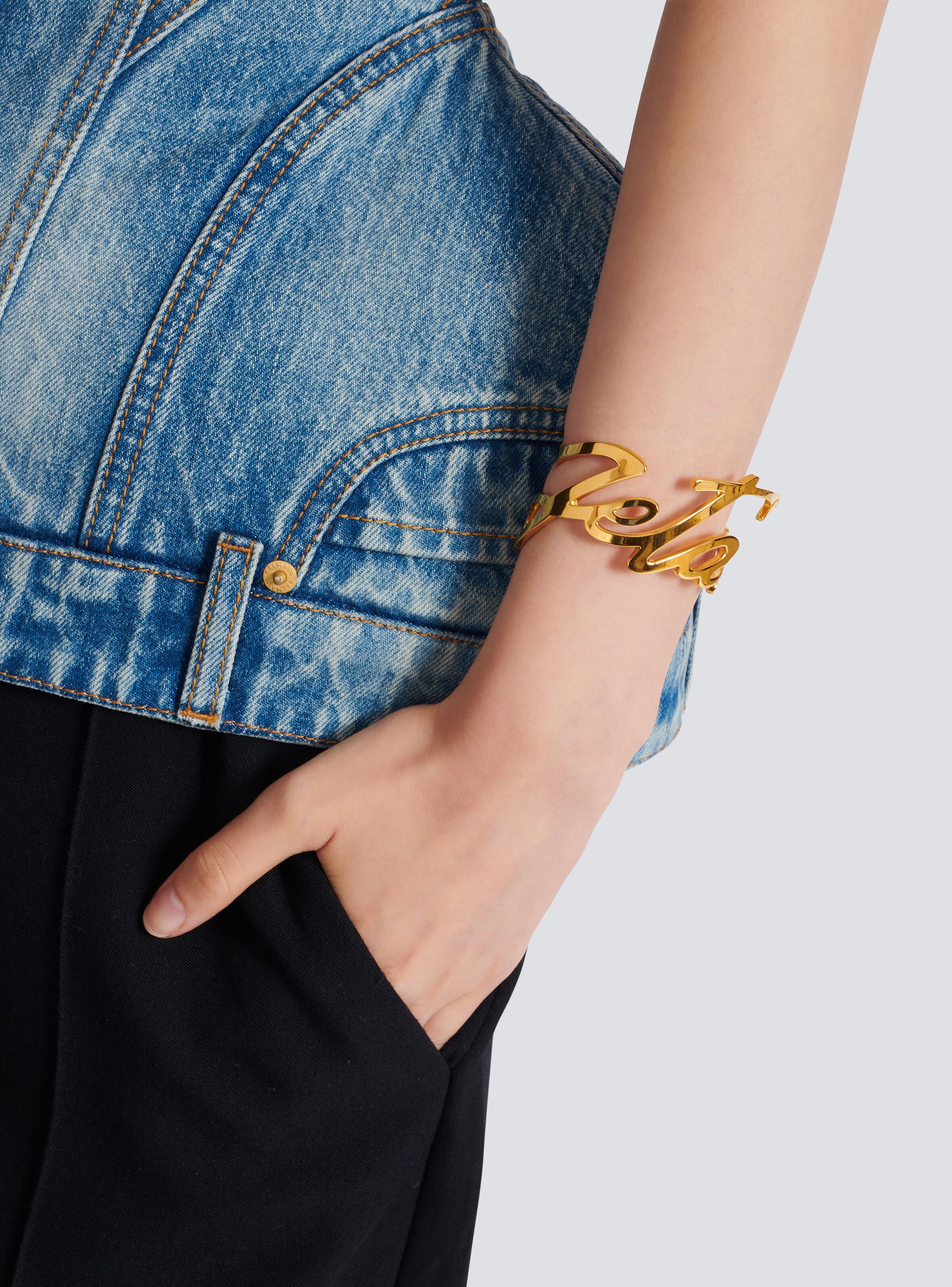 "Je t'aime" brass bracelet - 4