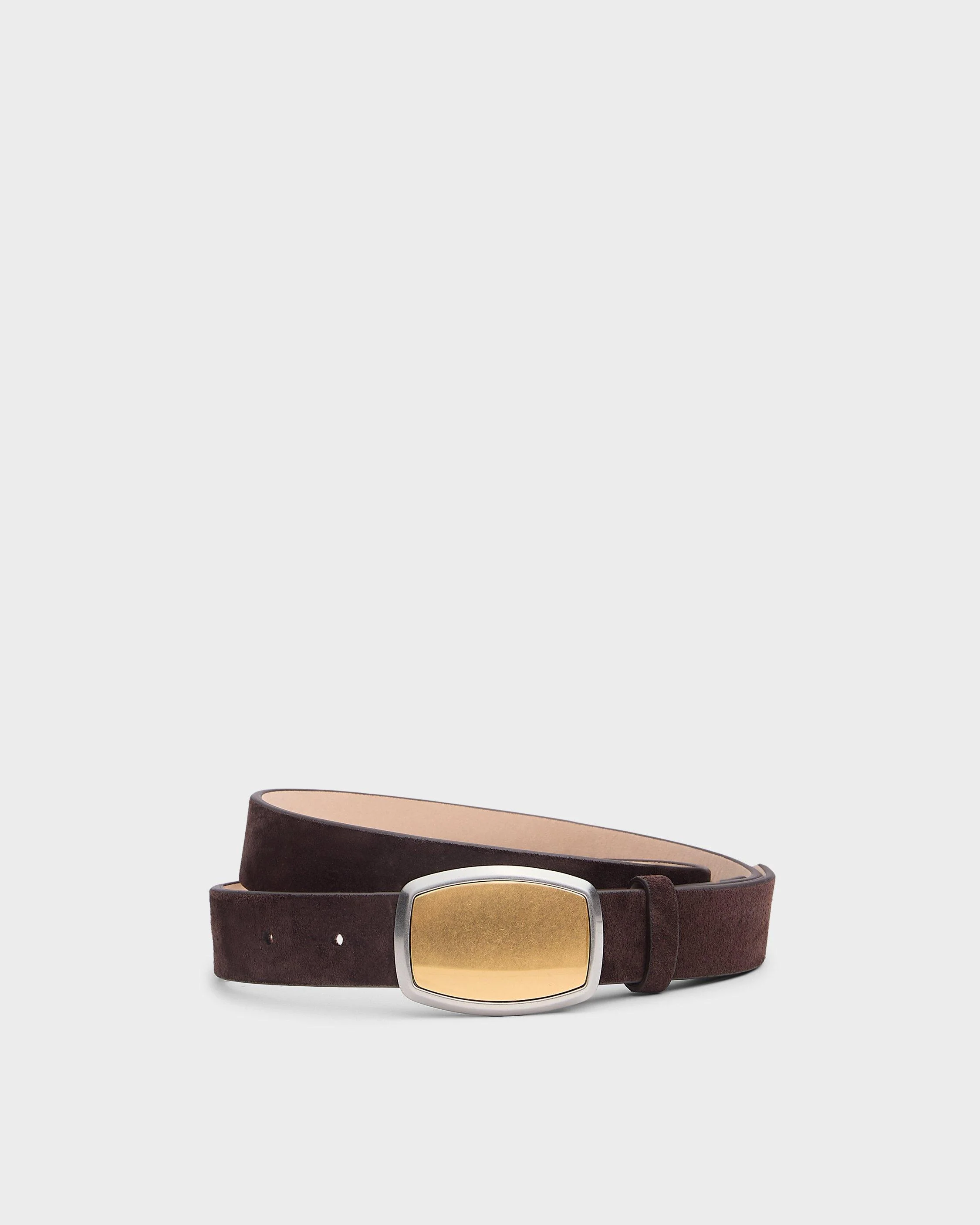 Wyatt Slim Plaque Suede Belt - 1