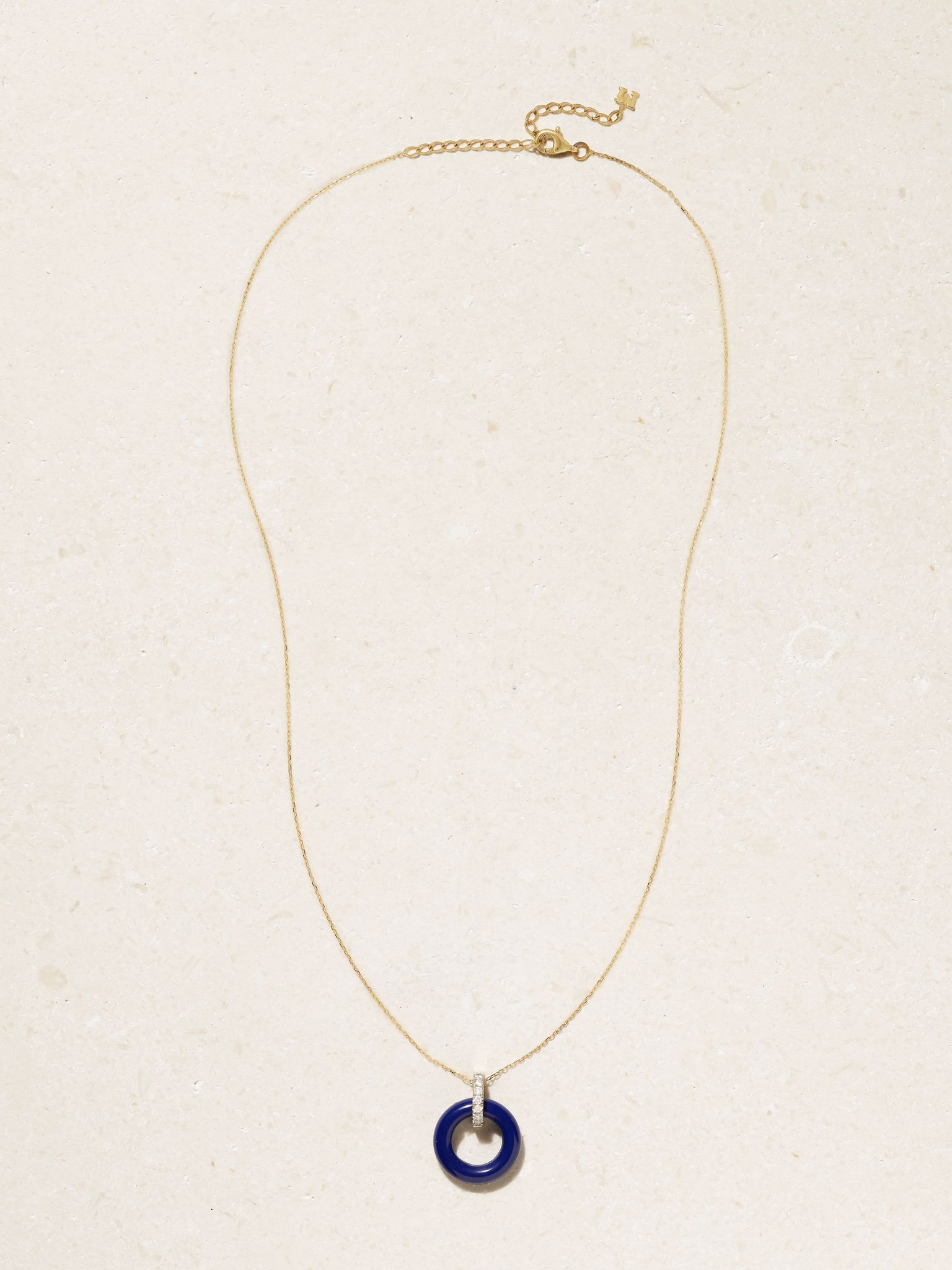 Donut 14-karat gold, lapis lazuli and diamond necklace Blue - 4