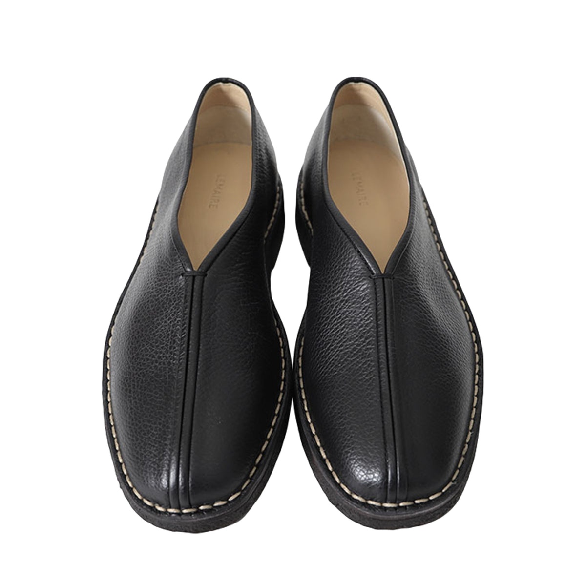 Lemaire PIPED CREPE SLIPPERS (BLACK) | tons | REVERSIBLE
