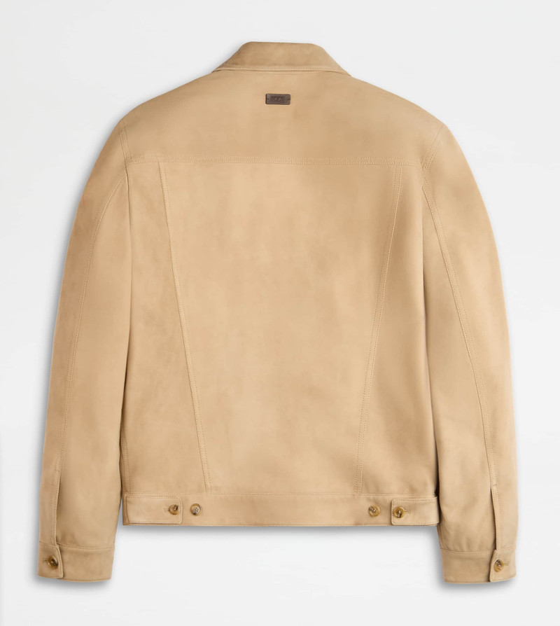 Tod's PASHMY TRUCKER JACKET IN SUEDE - BEIGE outlook