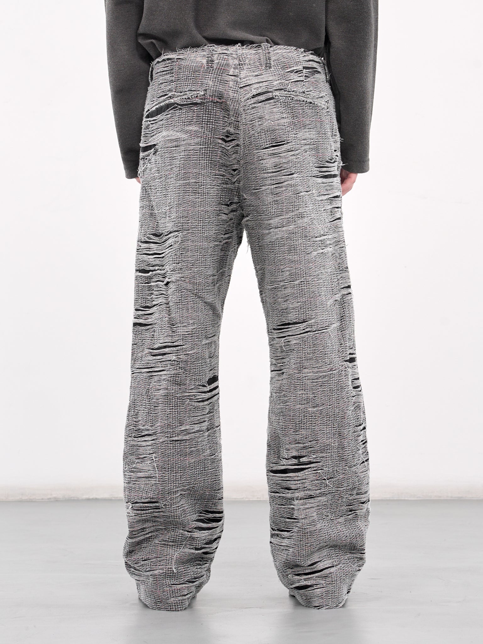 Distressed Plaid Trousers - 3