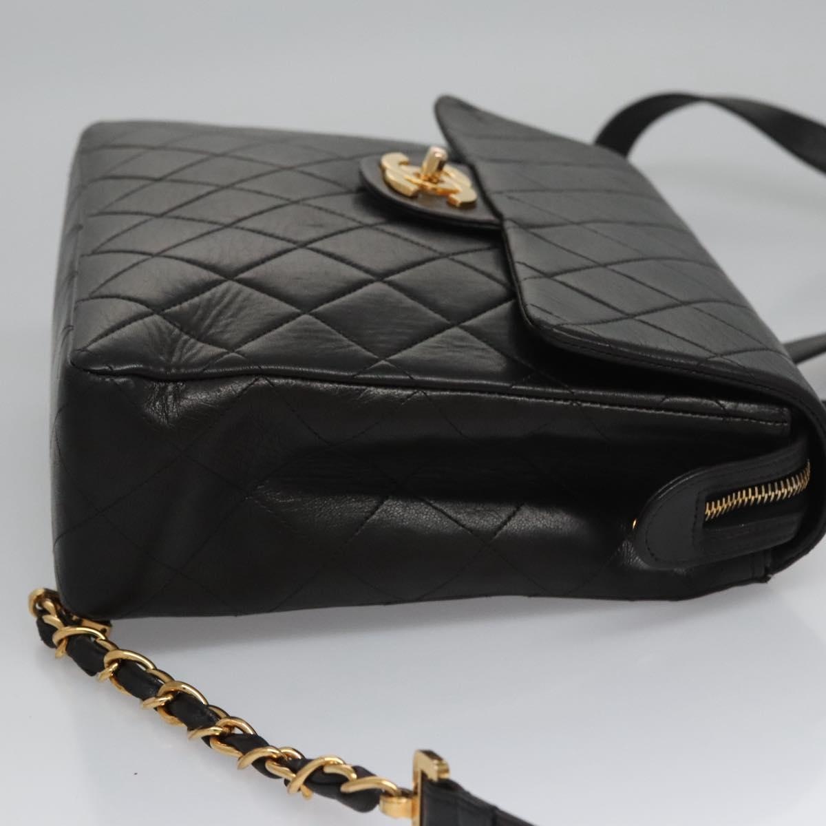 CHANEL CHANEL Matelasse Chain Backpack Lamb Skin Black CC 
