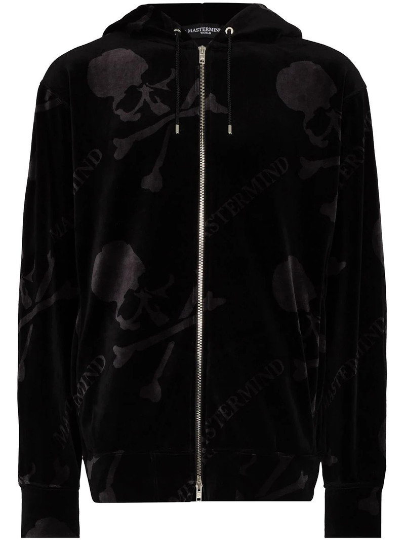 skull-print velvet track jacket 1