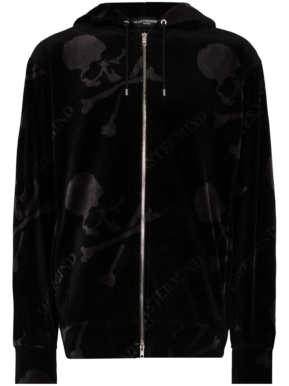 skull-print velvet track jacket - 1