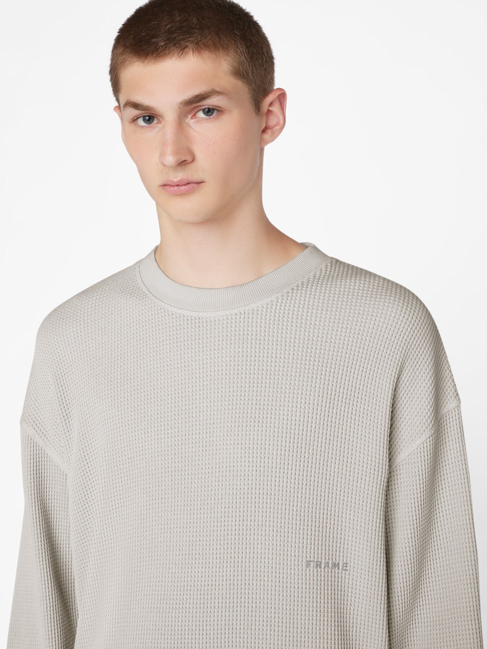 Waffle Textured Sweatshirt in Oatmeal - 4