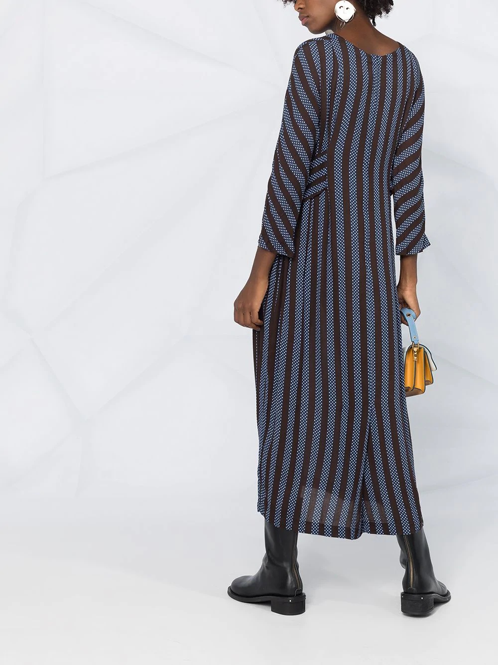 striped oversize belt dress - 6