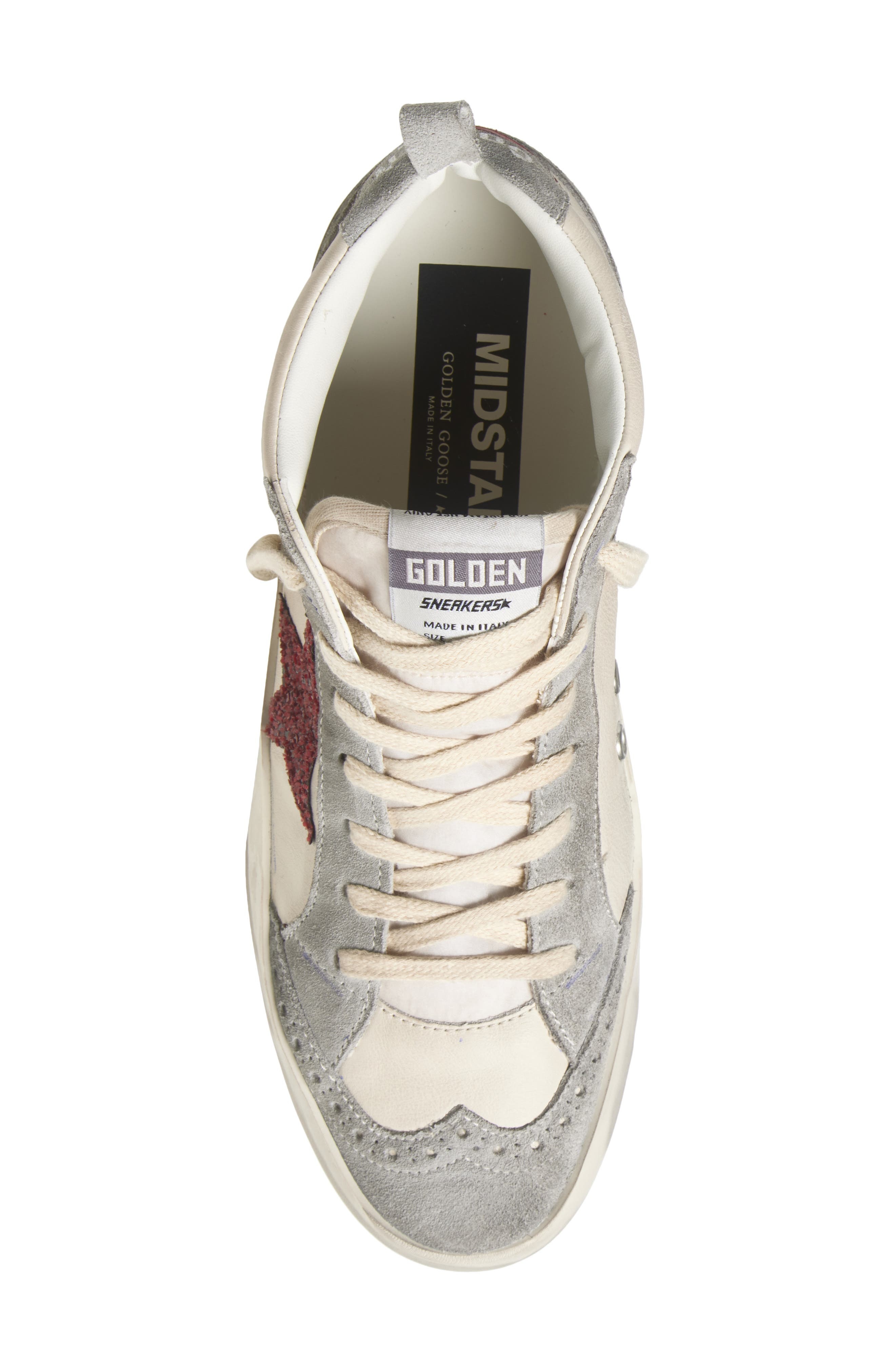 Golden Goose Mid Star Sneaker in White/Grey/Bordeaux/Red at Nordstrom - 4