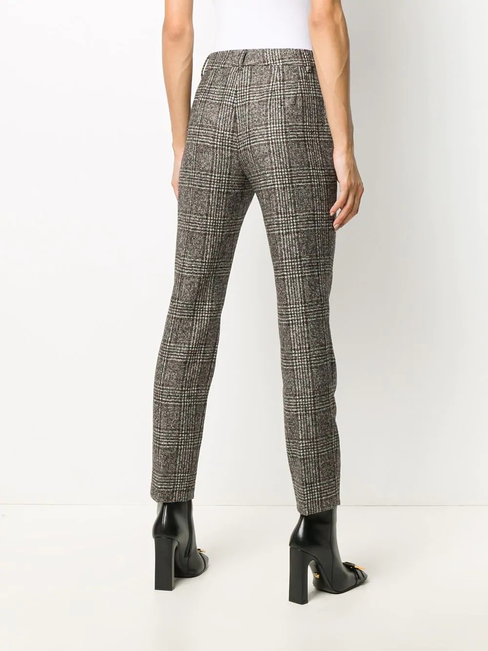 checked slim-fit trousers - 4