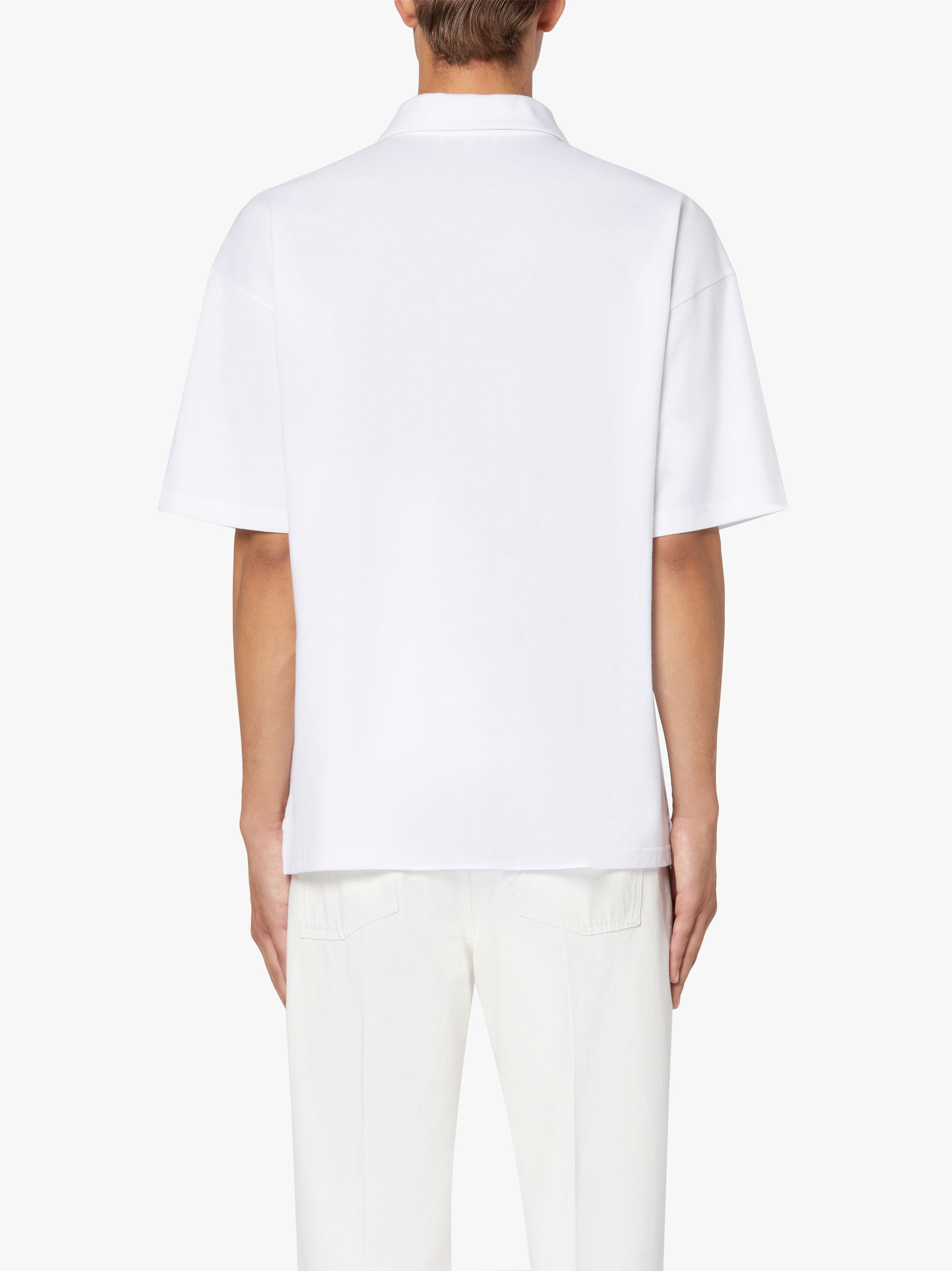 WHITE COTTON CUTAWAY COLLAR POLO SHIRT | GJM-215 - 4