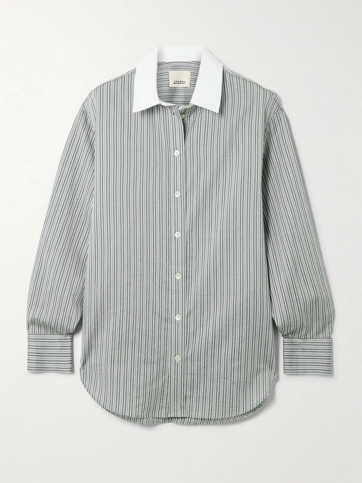 Fabrilane striped cotton and silk-blend twill shirt Gray - 1