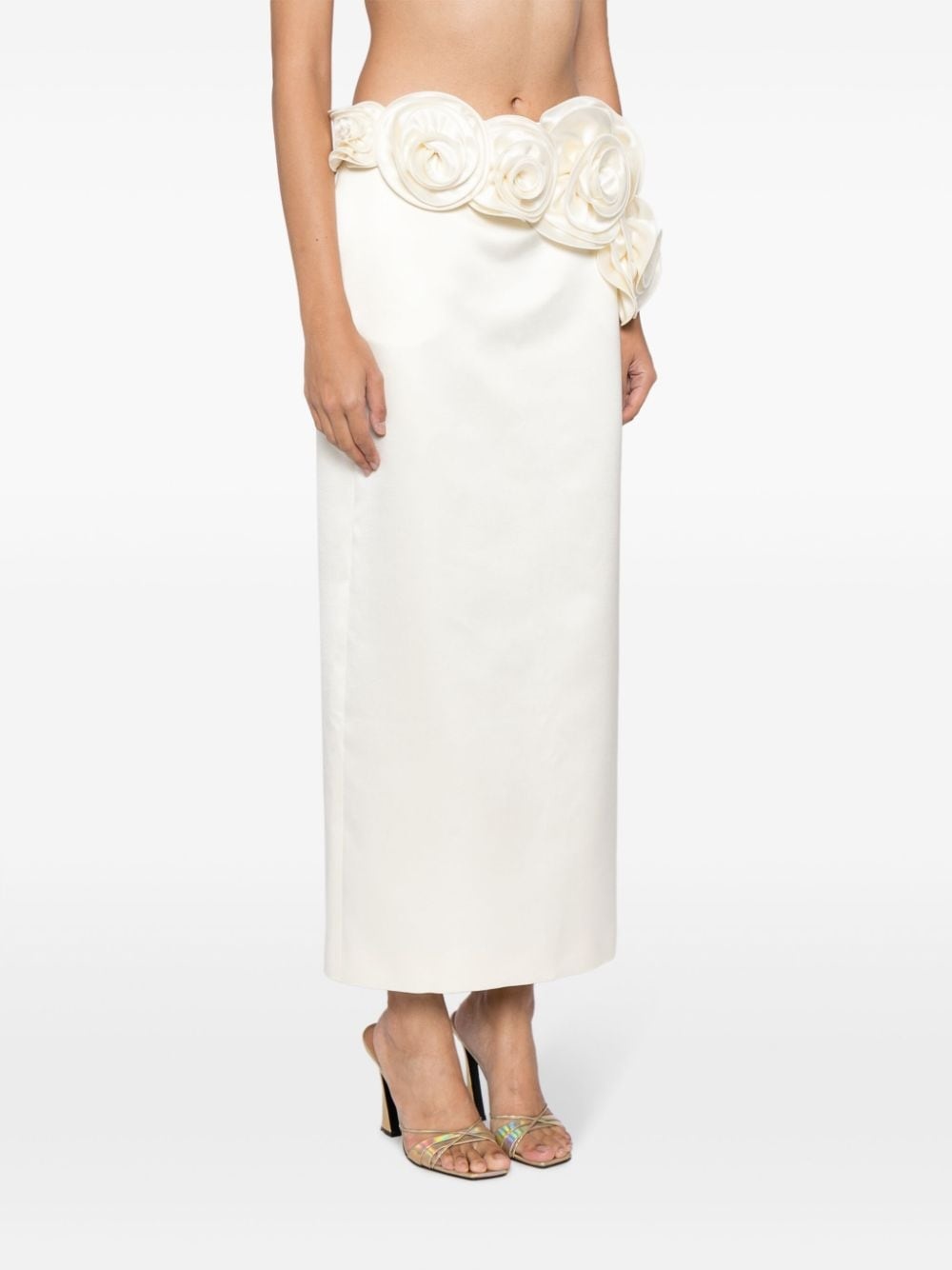 floral-appliquÃ© silk midi skirt - 3