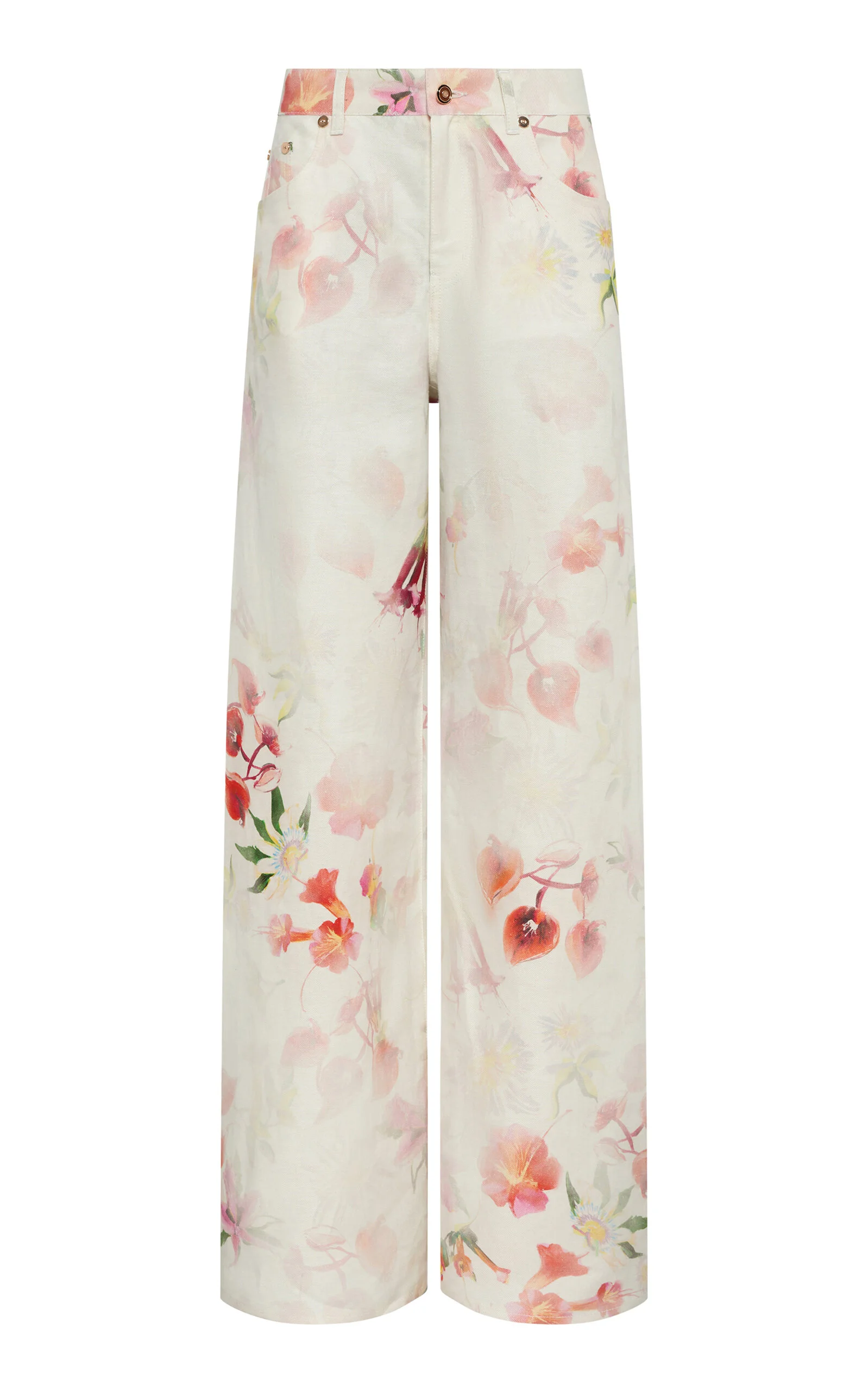 Amoret Printed Linen Barrel-Leg Jeans multi - 1