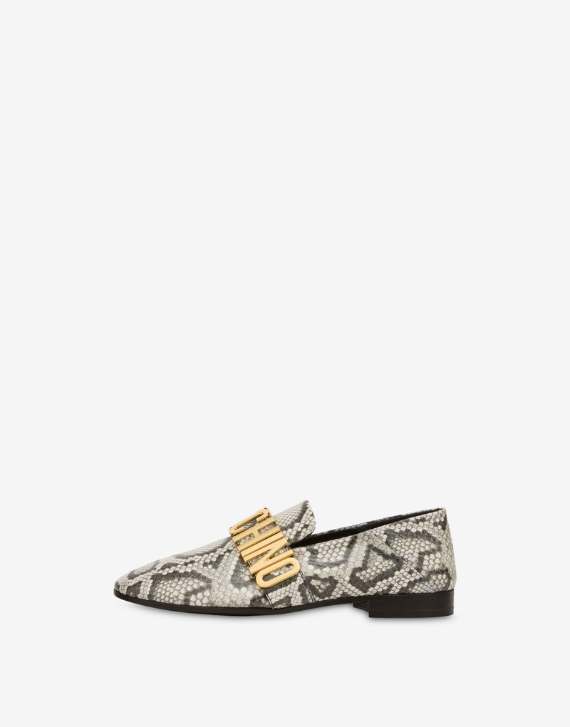 MAXI LETTERING PYTHON-PRINT LOAFERS 2