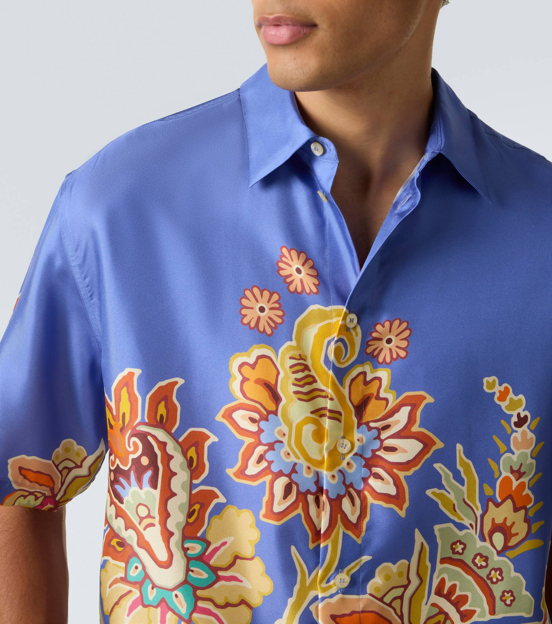 Floral silk bowling shirt - 6