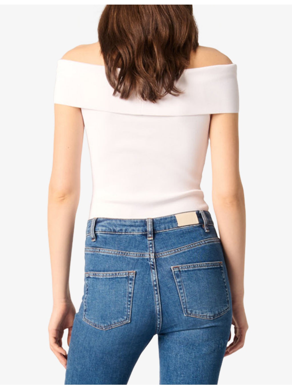 Bardot-Neck Slim-Fit Stretch-Woven Top - 4