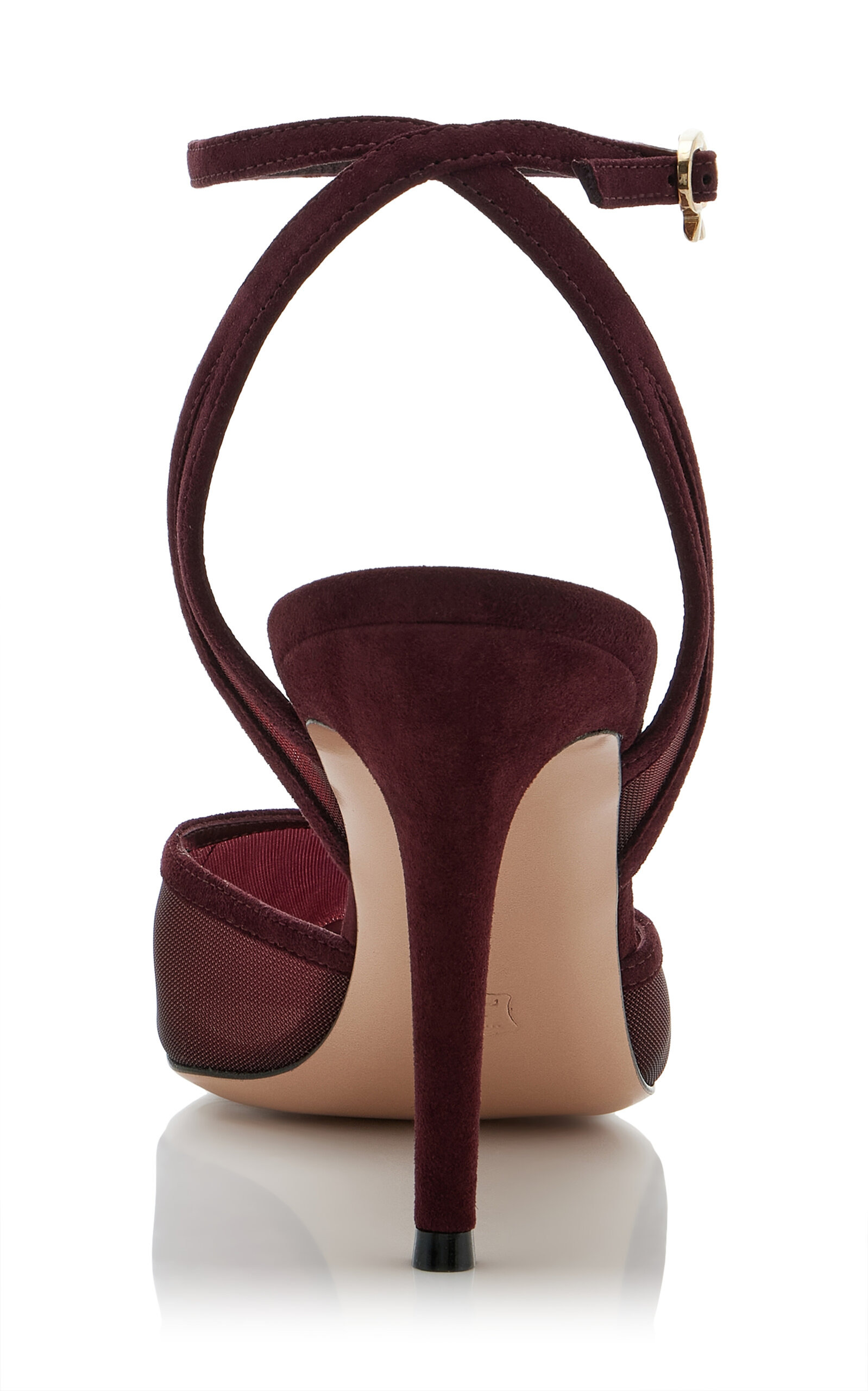 Suede-Organza Pumps burgundy - 5
