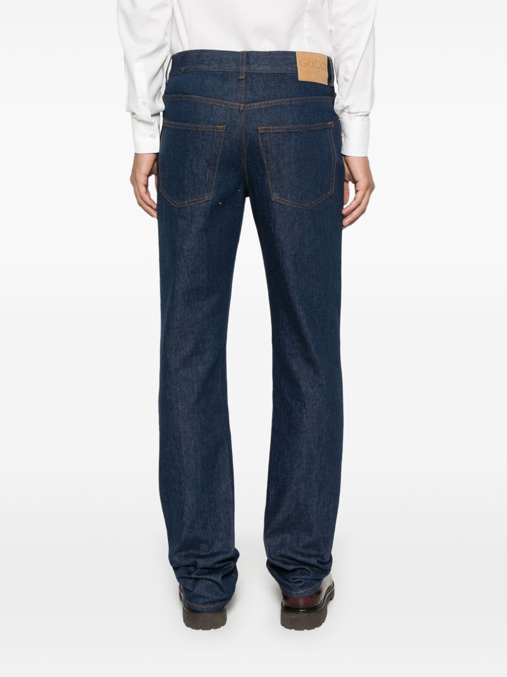 Horsebit straight-leg cuffed jeans - 4