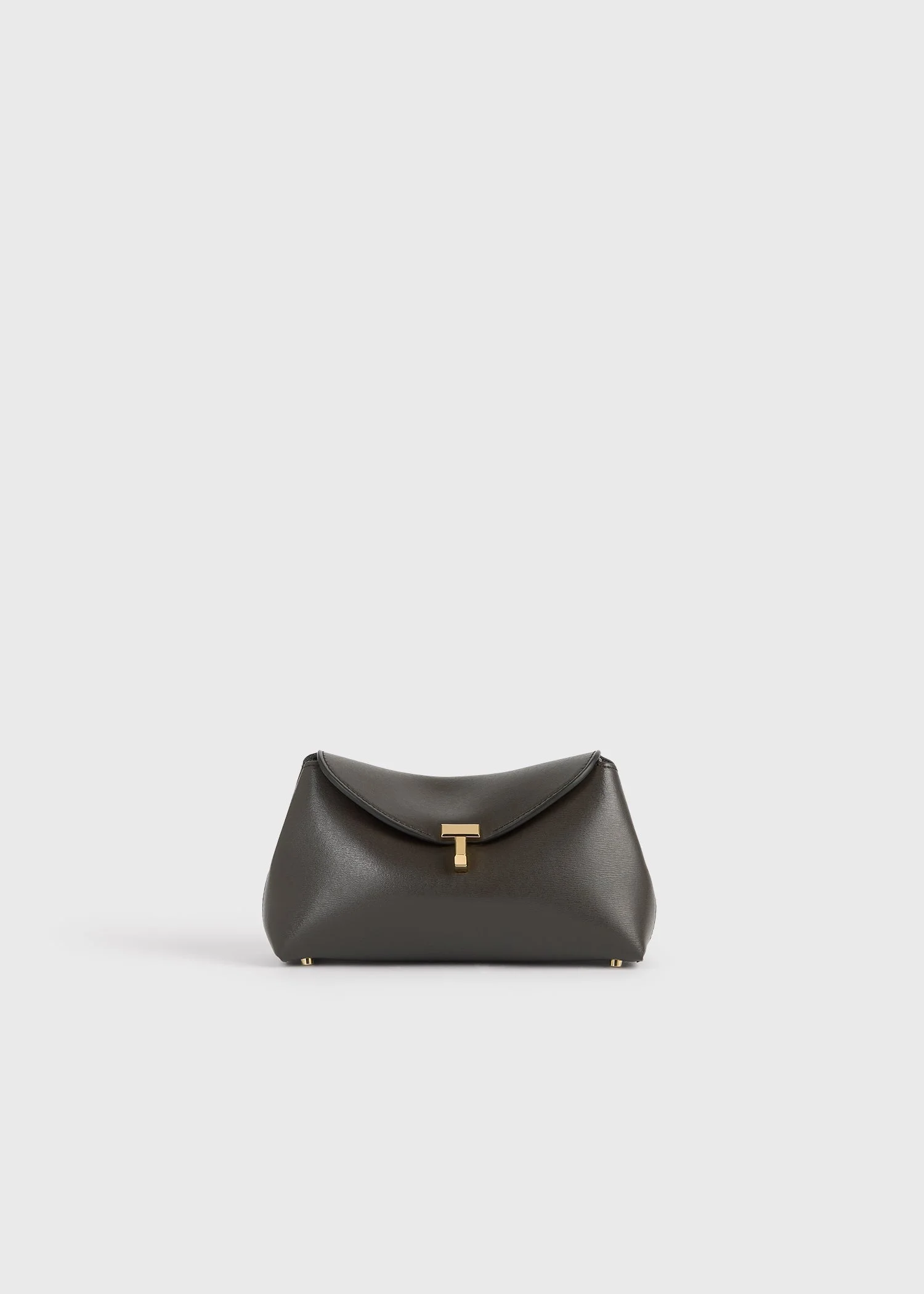 Mini T-lock leather clutch bark - 1
