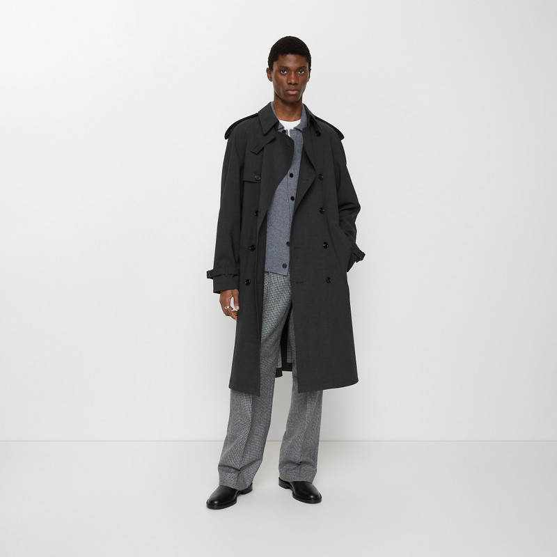Long Bonded Stretch Wool Trench Coat 3
