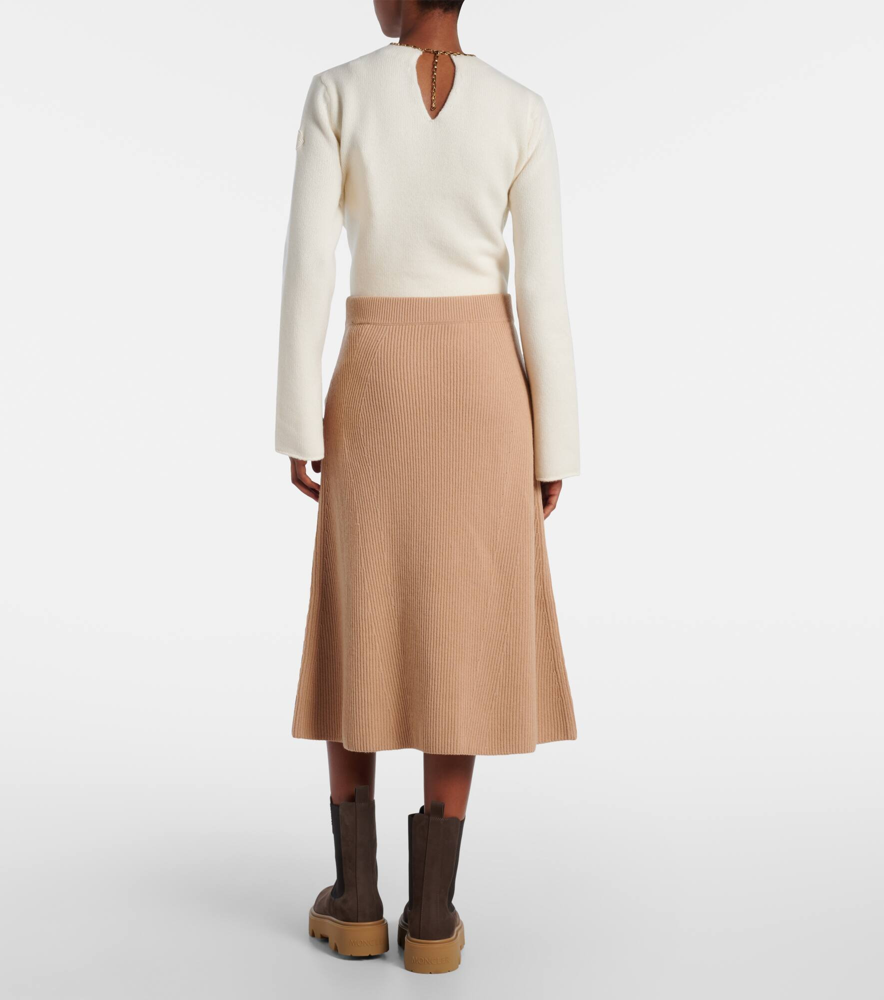 Knitted wool and cashmere midi skirt - 3