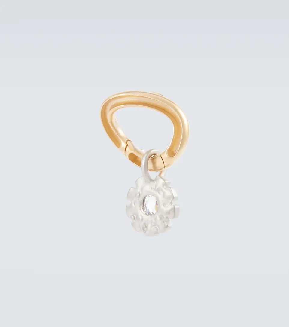 Embellished brass single earring - 5