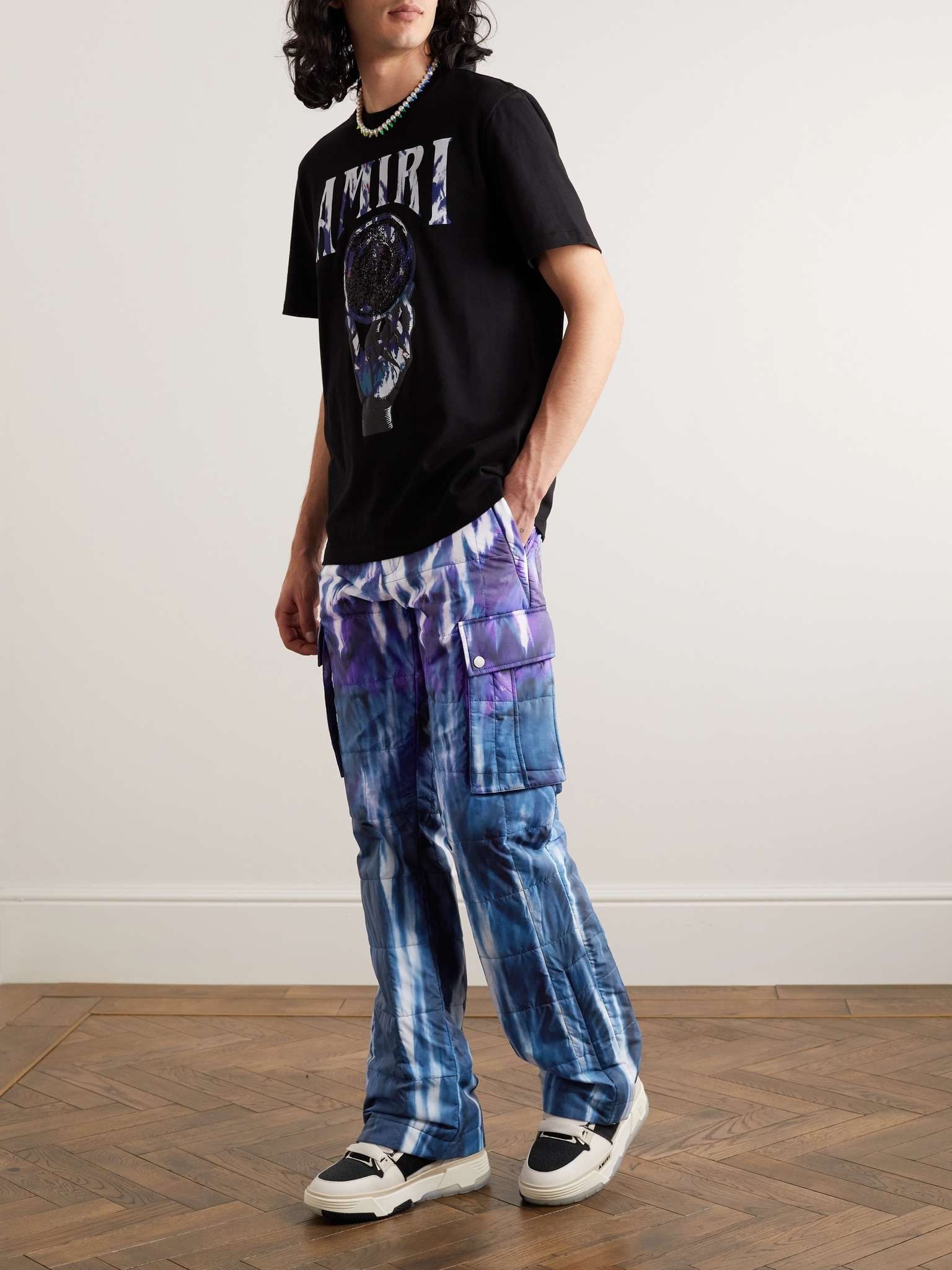 Flared Tie-Dyed Quilted Shell Cargo Trousers - 2