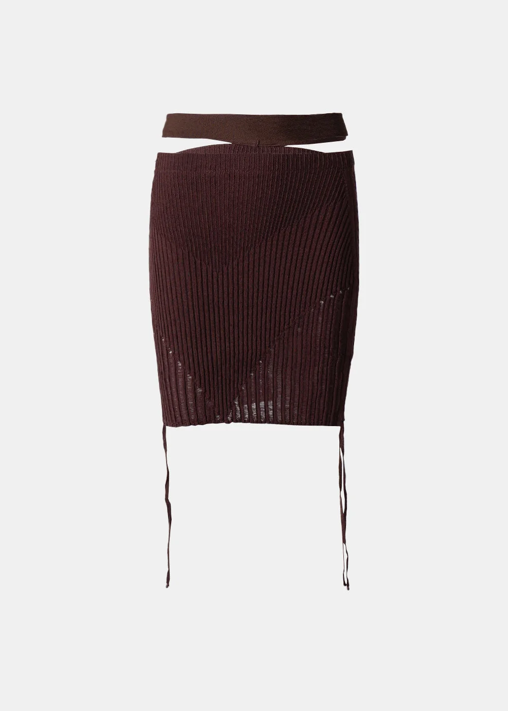 Brown Cutout Miniskirt - 1