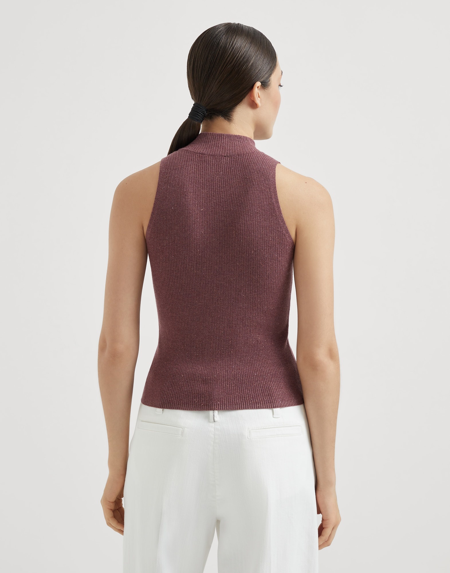 Sparkling cashmere lightweight rib knit top - 2