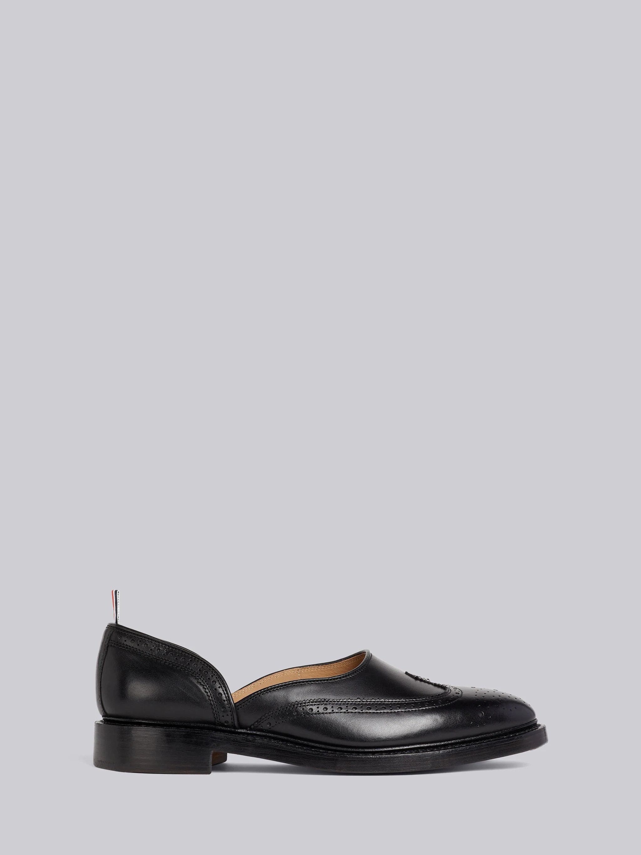 Black Calf Leather Slip On D'orsay Loafer - 1