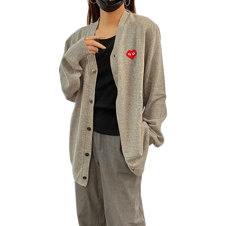 (WMNS) COMME des GARCONS PLAY Cardigan Invader Emblem 'Grey' AZ-N083-051-2 - 3