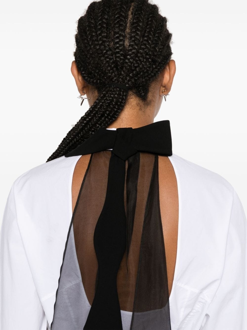 detachable-bow poplin blouse - 5