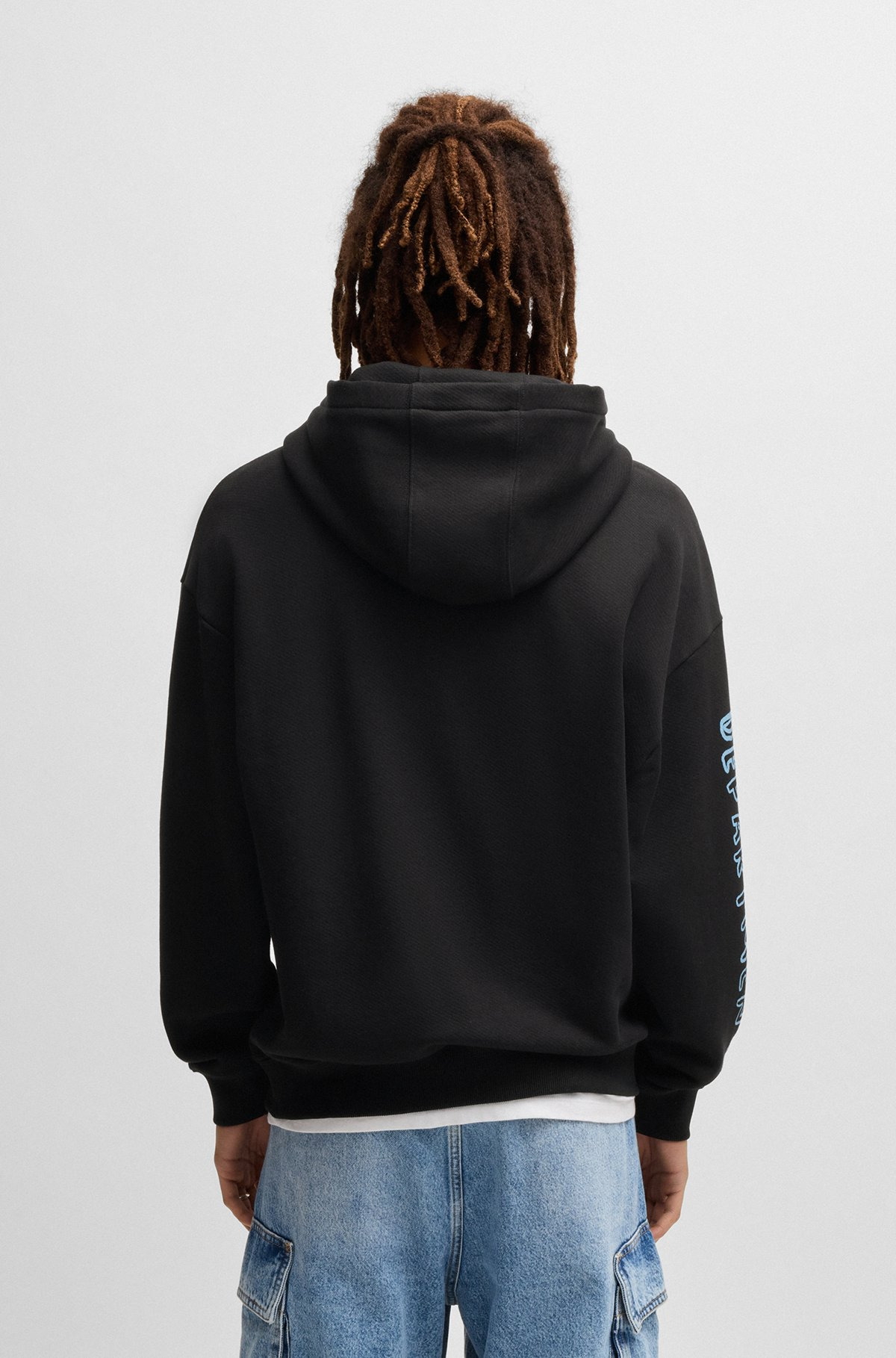 COTTON-TERRY LOOSE-FIT HOODIE WITH SCRIBBLE LOGO - 5