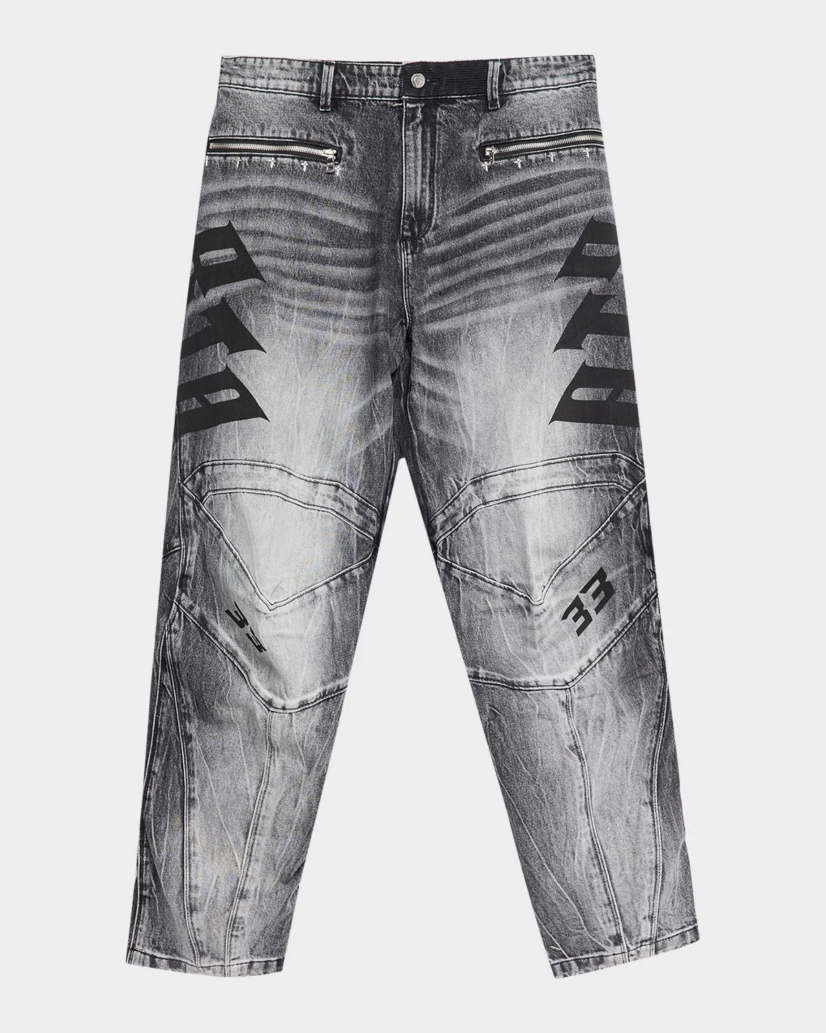 Men's Alwin Straight Leg Moto Jeans - 1
