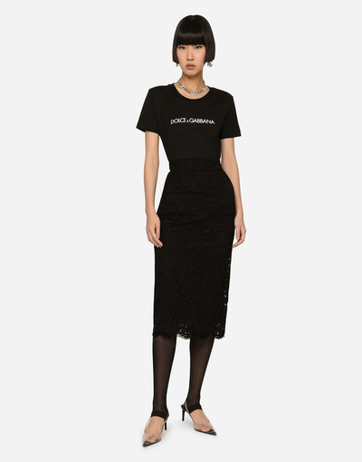 Dolce & Gabbana Branded stretch lace midi skirt outlook