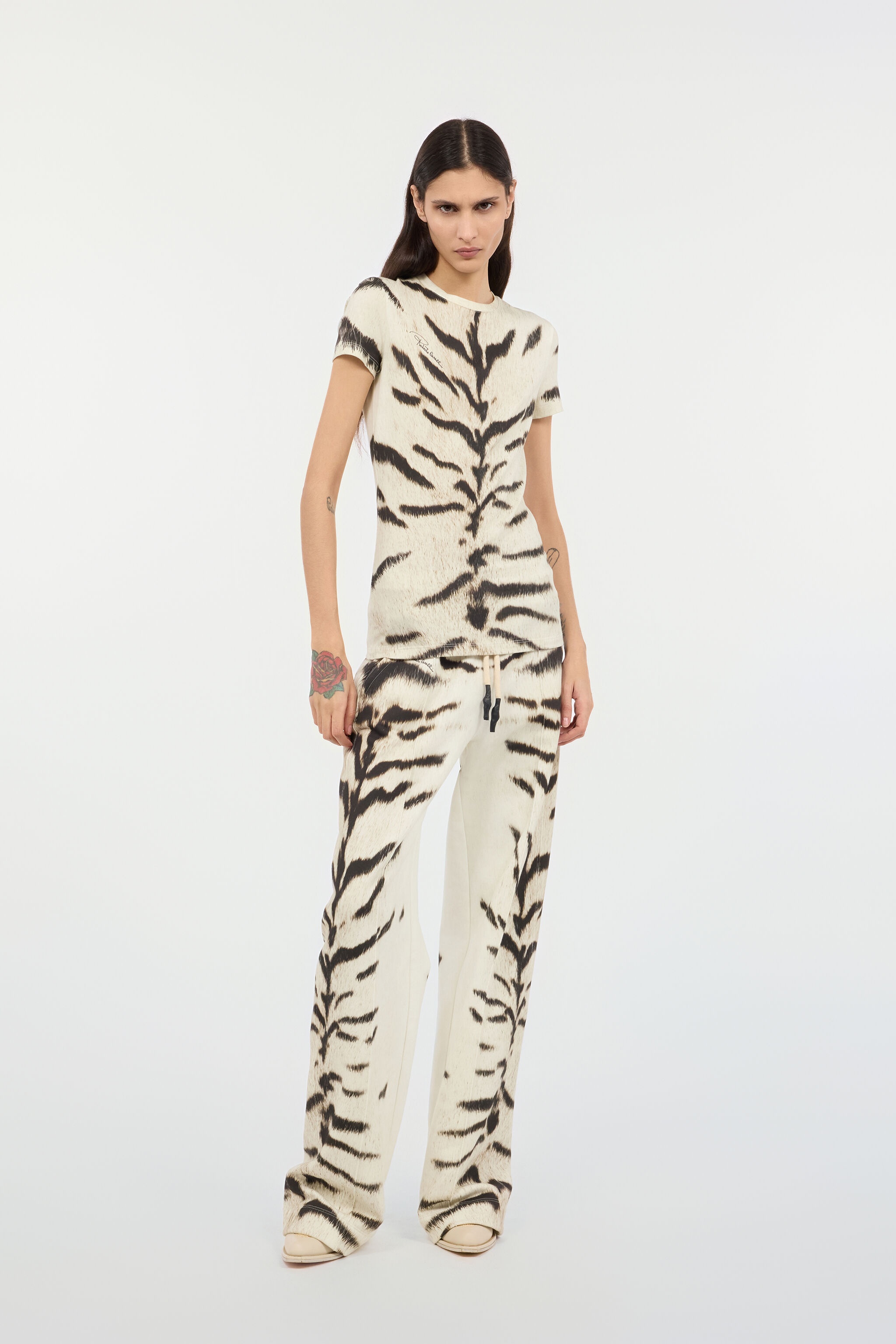 Woman T-Shirt With White Tigresse OGAT X Roberto Cavalli Print - 5