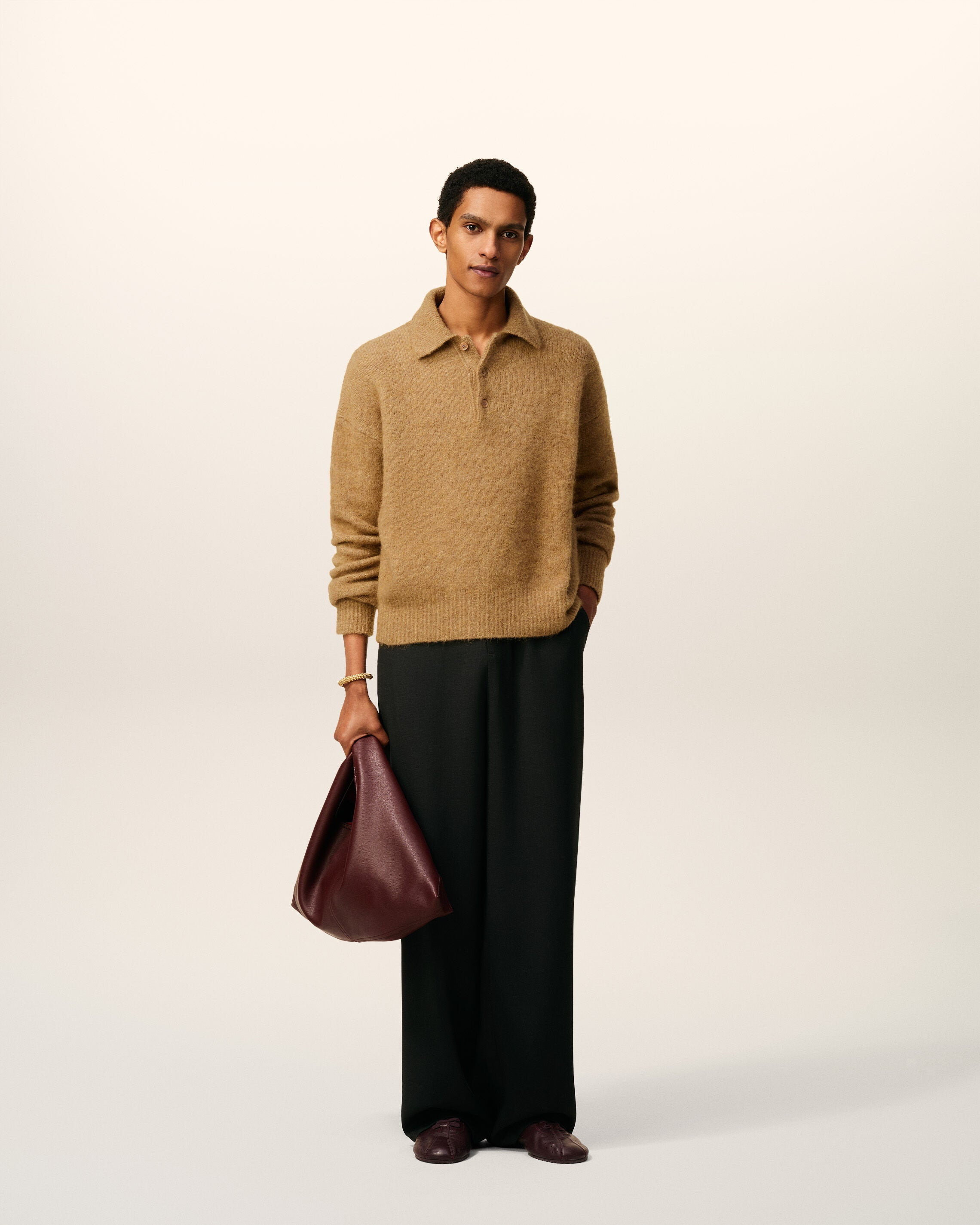 BROWN ALPACA AMI LONG SLEEVES POLO - 2