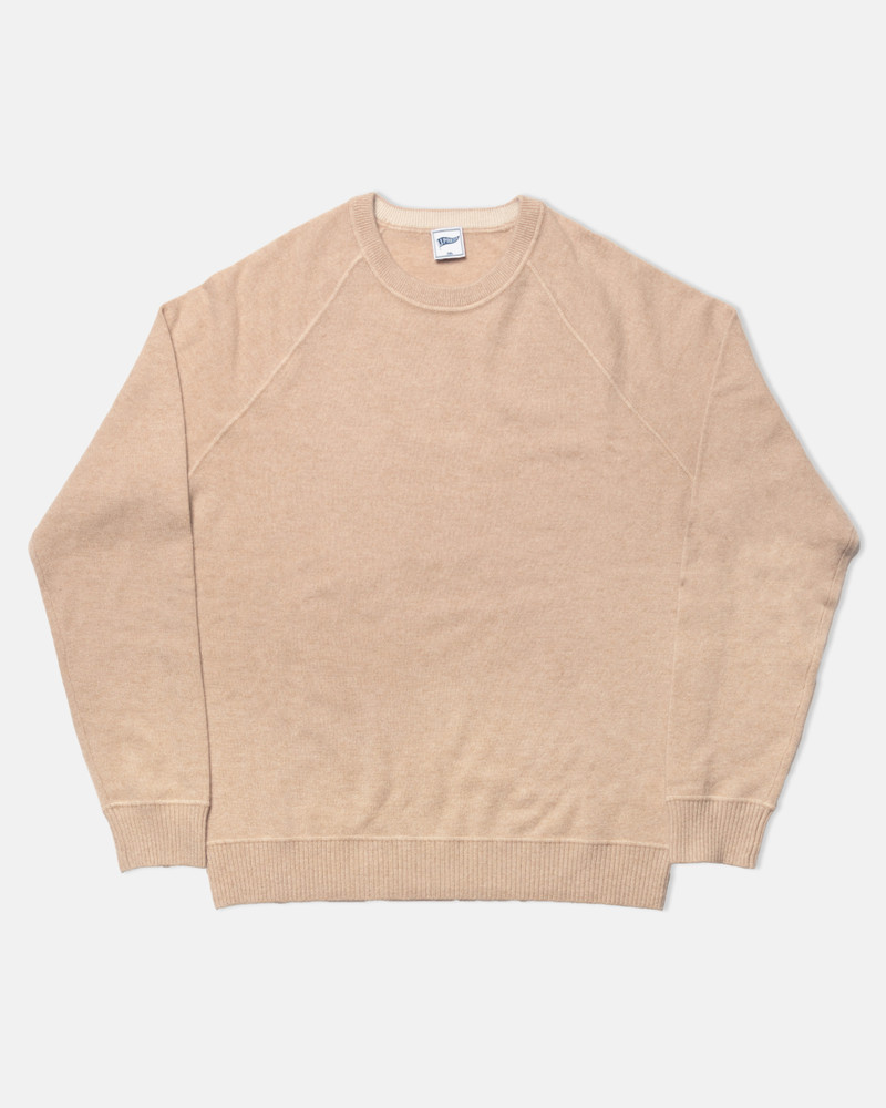 TAN CASHMERE CREWNECK SWEATER - TRIM FIT 1