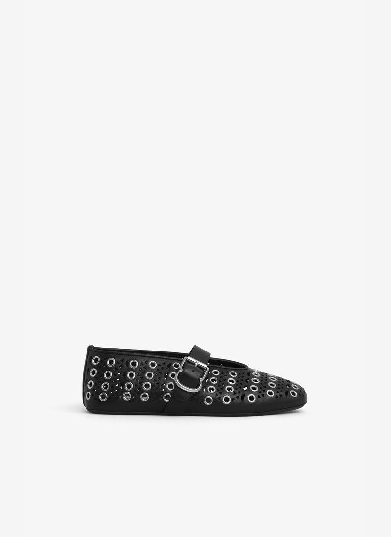 BALLET FLATS IN VIENNE LAMBSKIN WITH EYELETS - 1