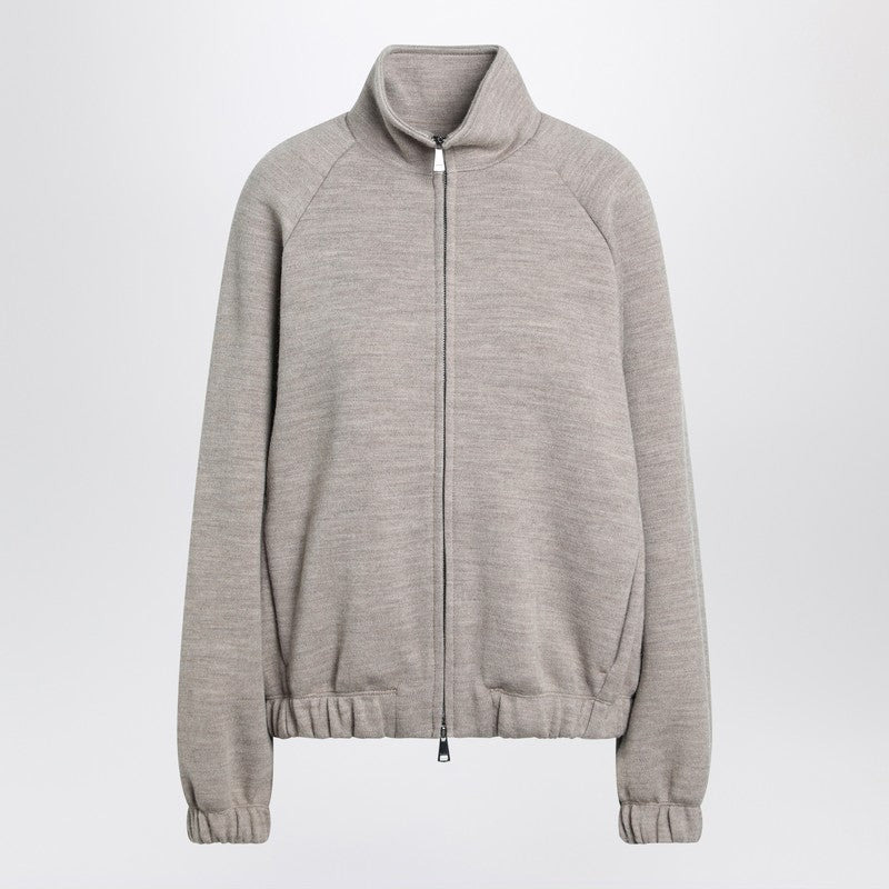 Max Mara Beige Zip-Up Sweatshirt In Wool Blend Women - 1