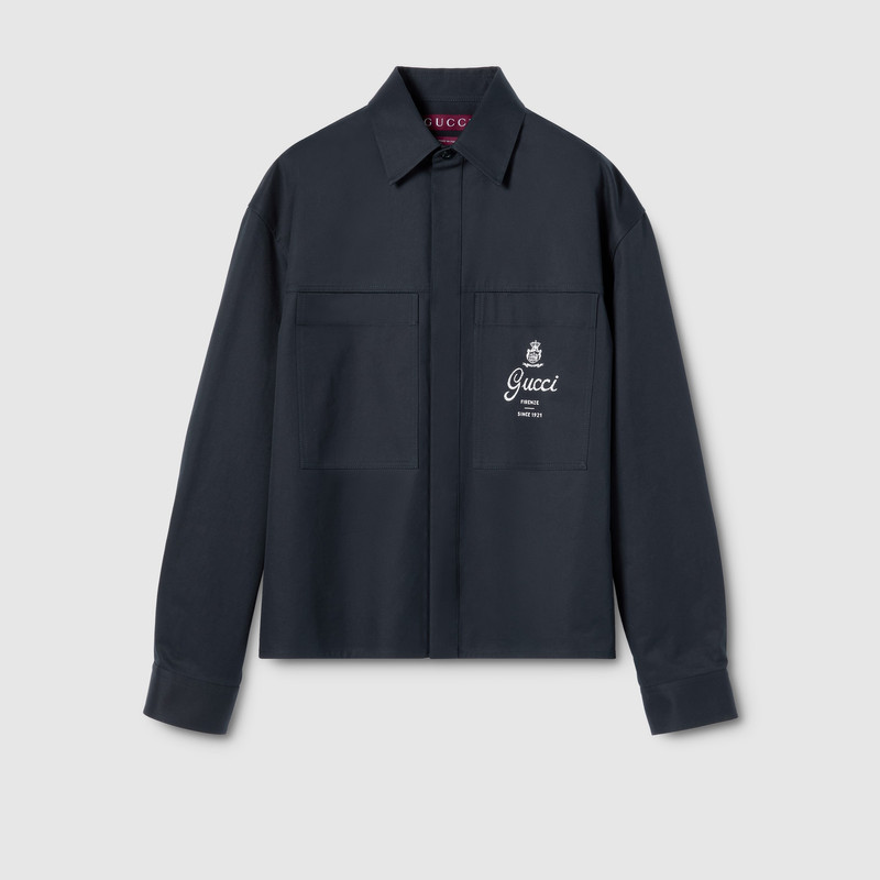 Cotton twill shirt with print 1