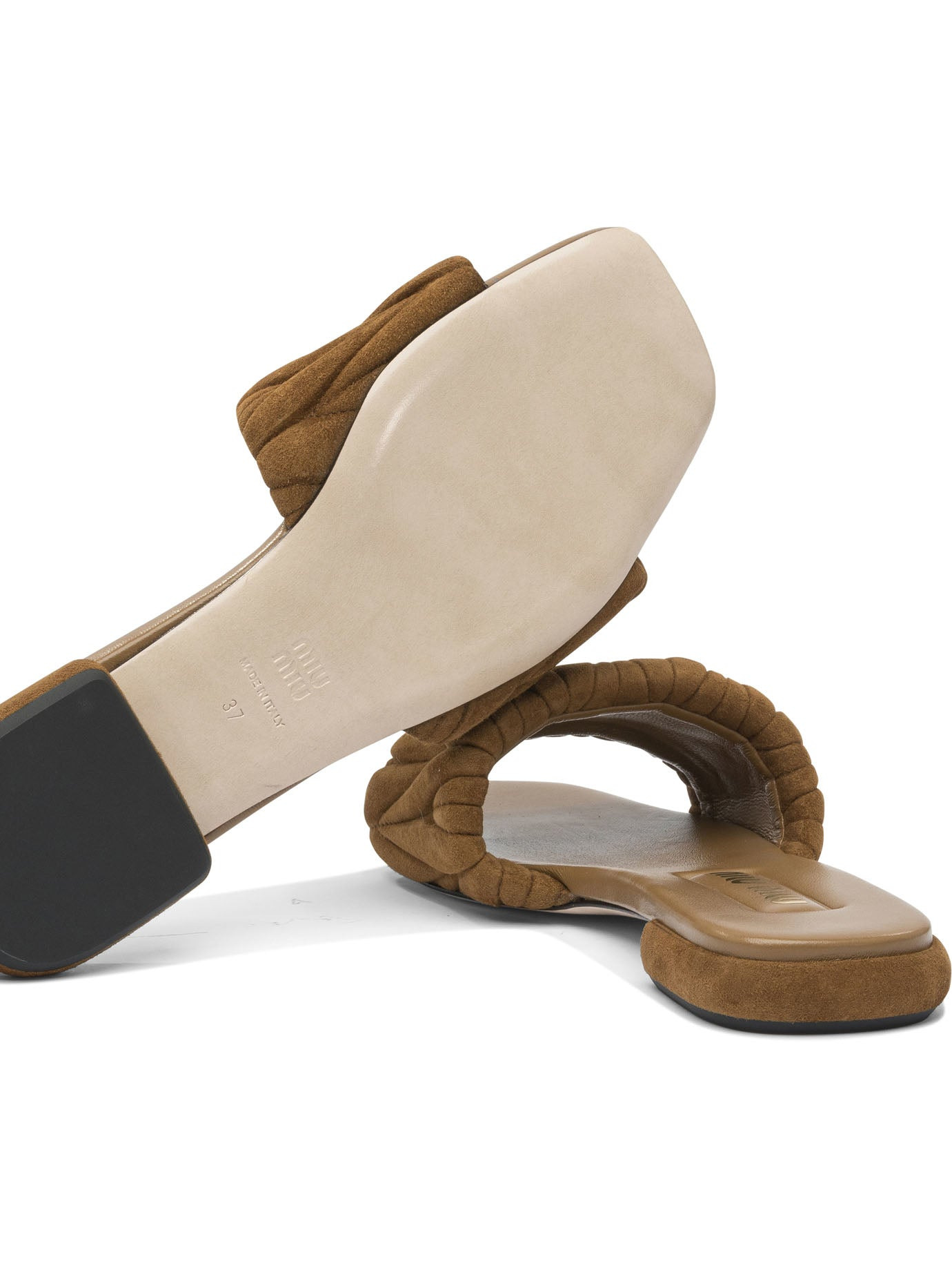 Miu Miu Matelassé Suede Sandals - 5