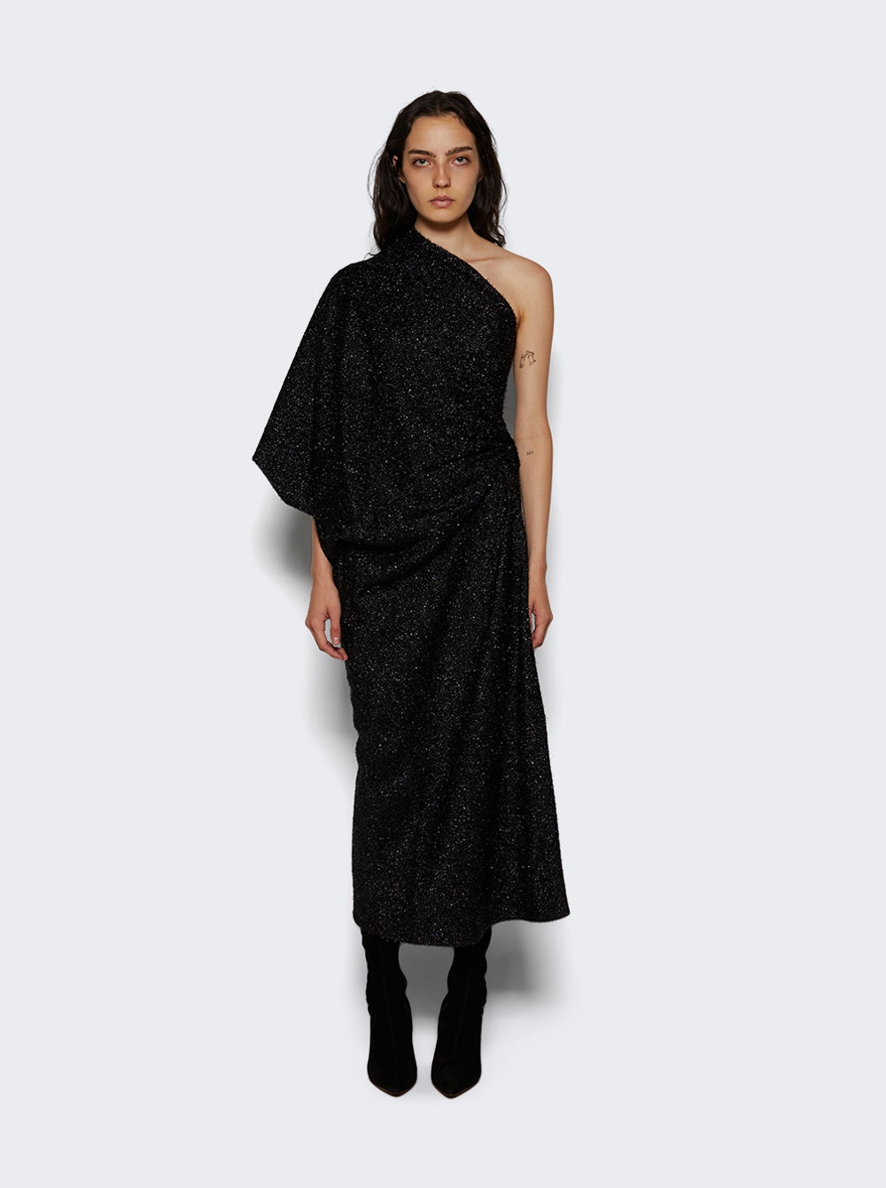 Dorota Asymmetric Draped Dress Black - 3