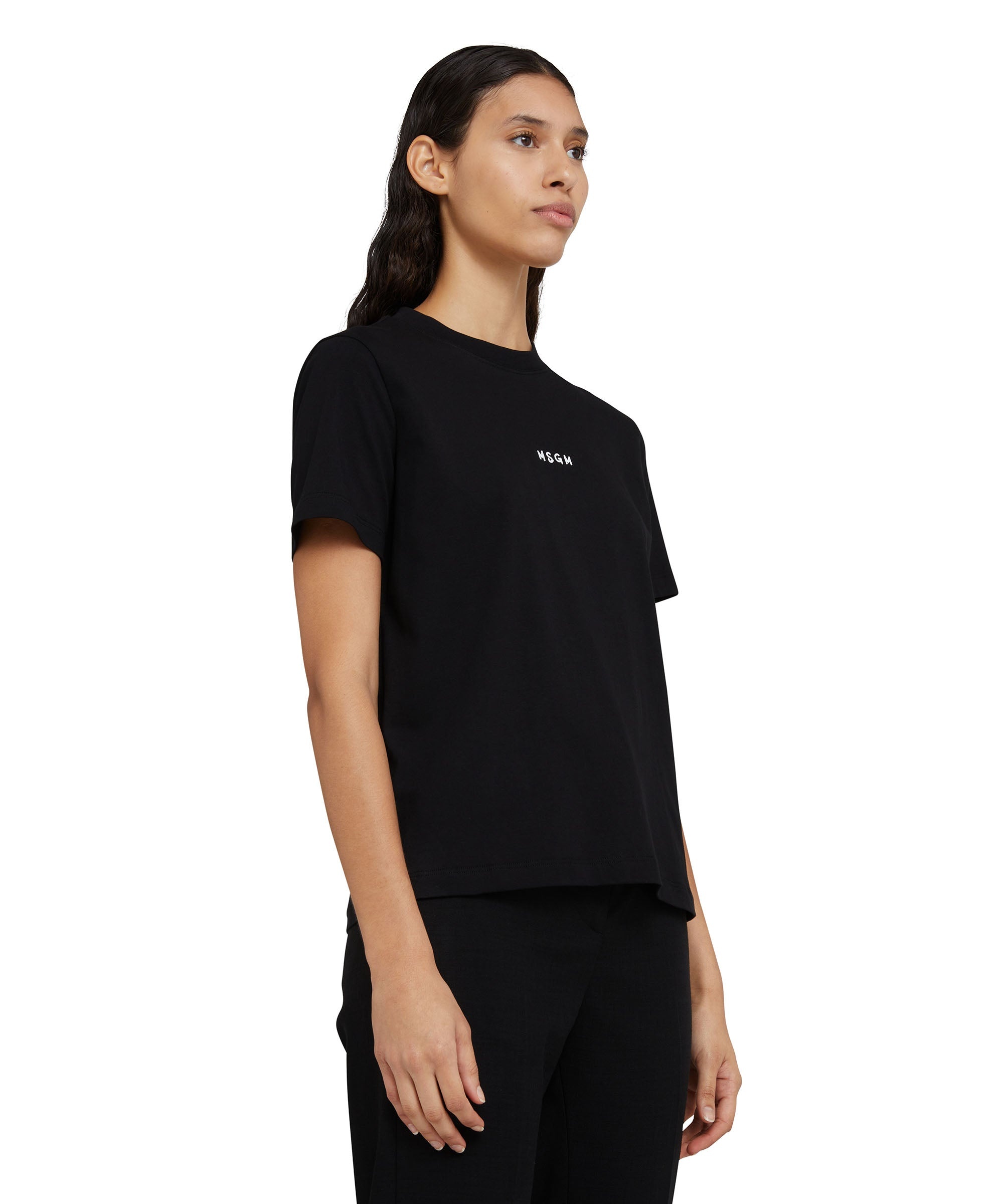 Cotton crewneck t-shirt with MSGM micro logo - 4